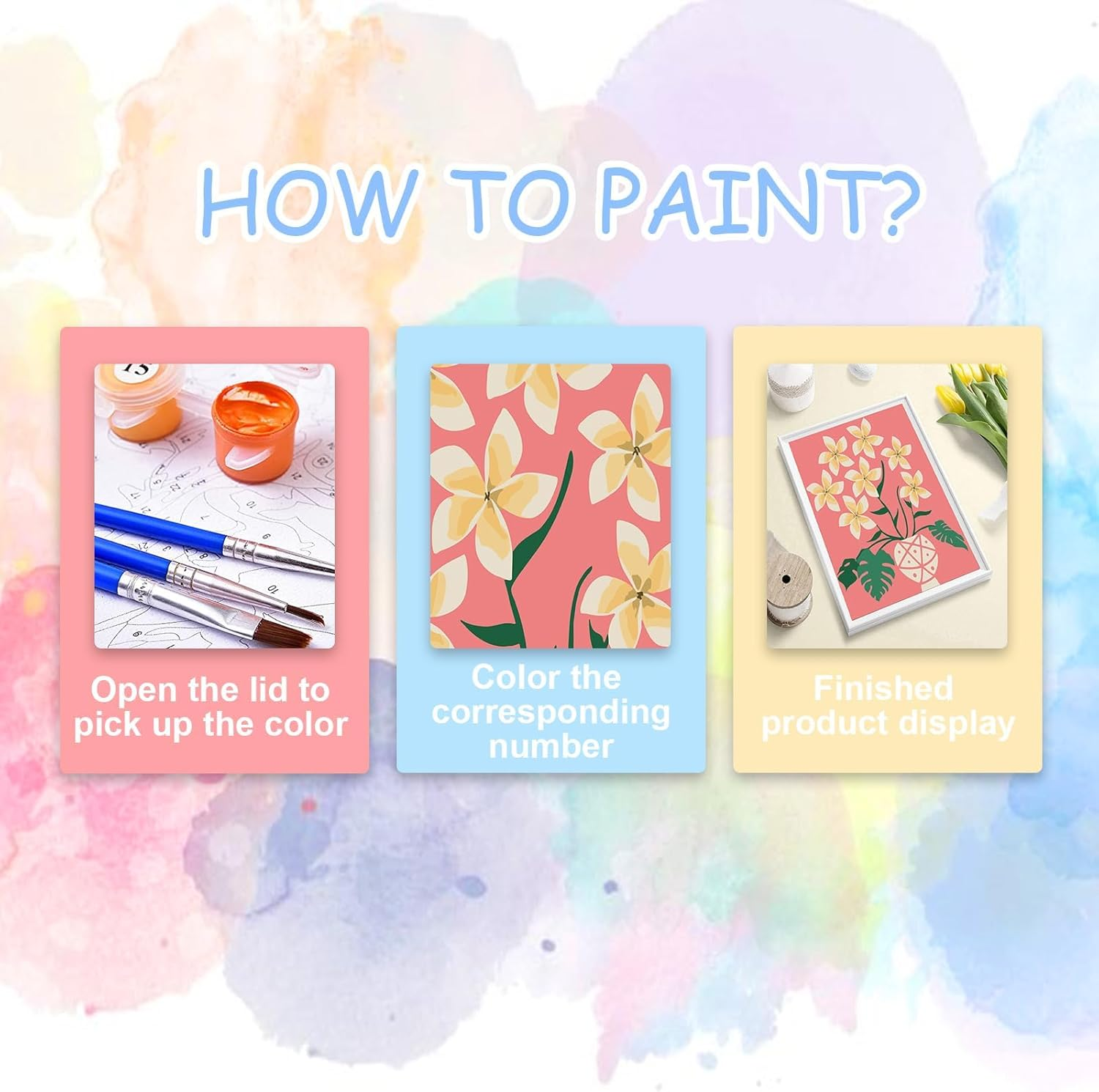 6 Pack Paint by Number for Adults-Paint by Numbers Kit for Adults Flowers, Floral Easy Painting by Number Perfect for Gift Home Wall Decor(6 Pack, 8X12Inch) image number 2