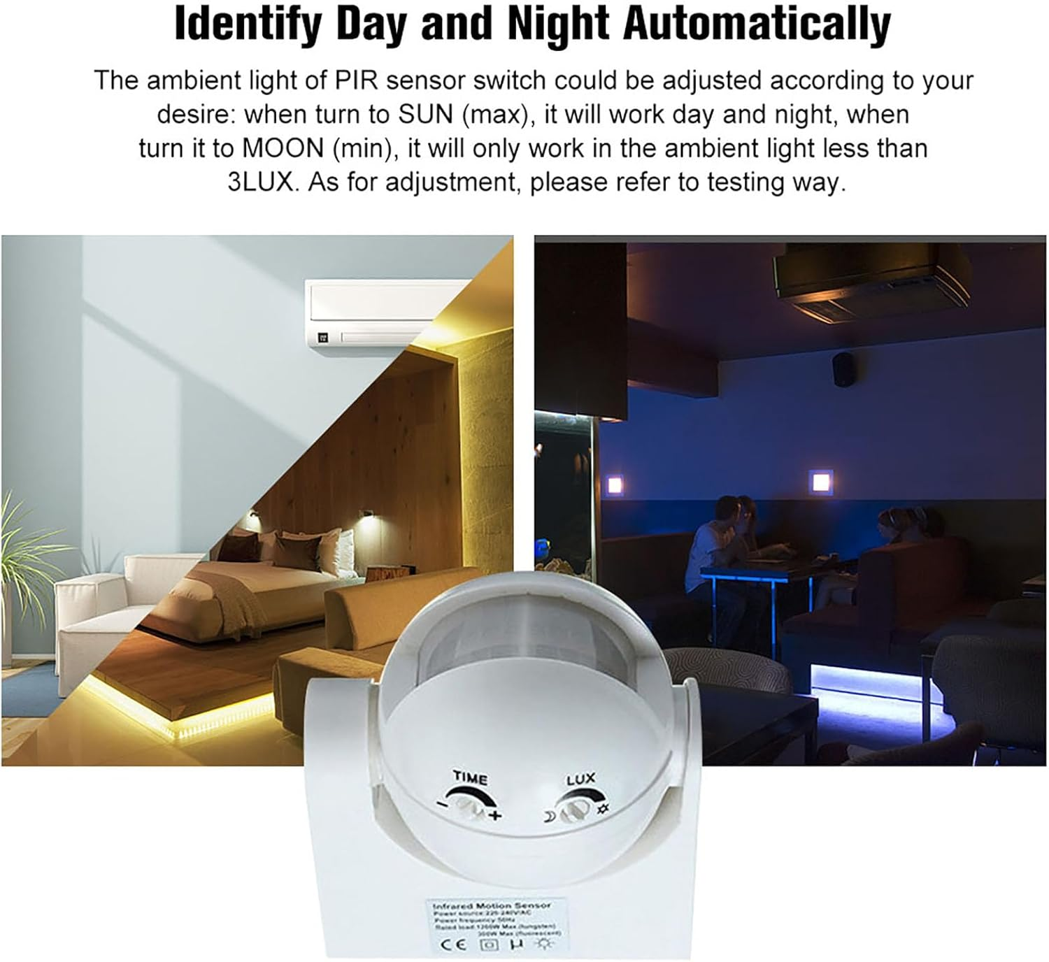 RIZGHWOY PIR Motion Sensor Switch, 180 Degree Outdoor Security, IP44 Rated, 240V AC, LED Compatible, White, 12M Detection Range image number 6