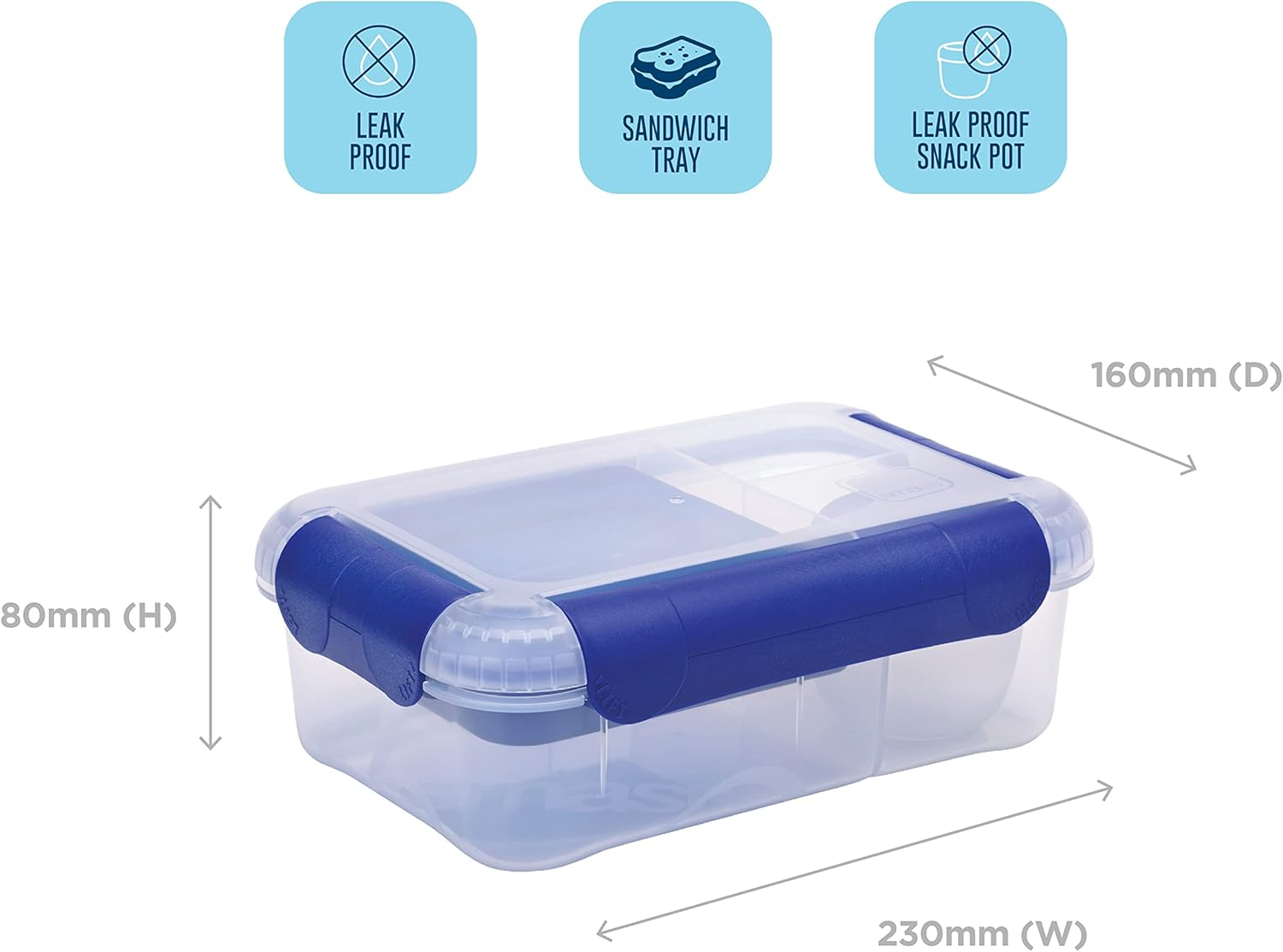 Smash Bento Lunch Box, Blue, 1.6 Liter Capacity - Fern Green image number 5