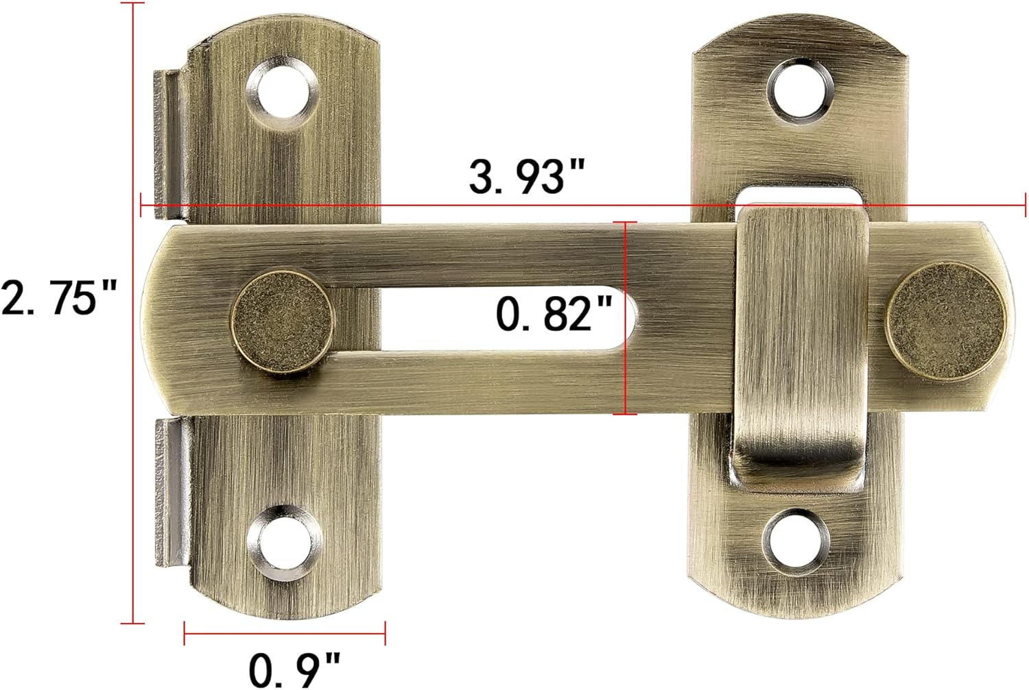 INIRET 2 Packs Barn Door Latches，3.93&rdquo; X 2.75&rdquo; Bronze Stainless Steel Barn Gate Flip Door Latch Bi-Fold Door Lock,Sliding Door Antique Lock Gate Latches Wine Cabinet Carbon Steel Closet Door Latches - Bronze_4 Pack image number 5