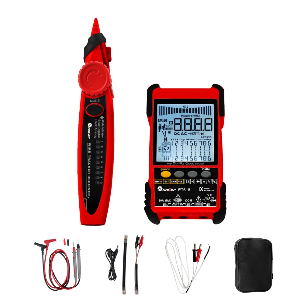 ET618 Handheld Portable Cable Tester with LCD Display Analogs Digital Search POE Test Cable Pairing Sensitivity Adjustable Network Cable Length Short Open Circuit Measure Trackers image number 5