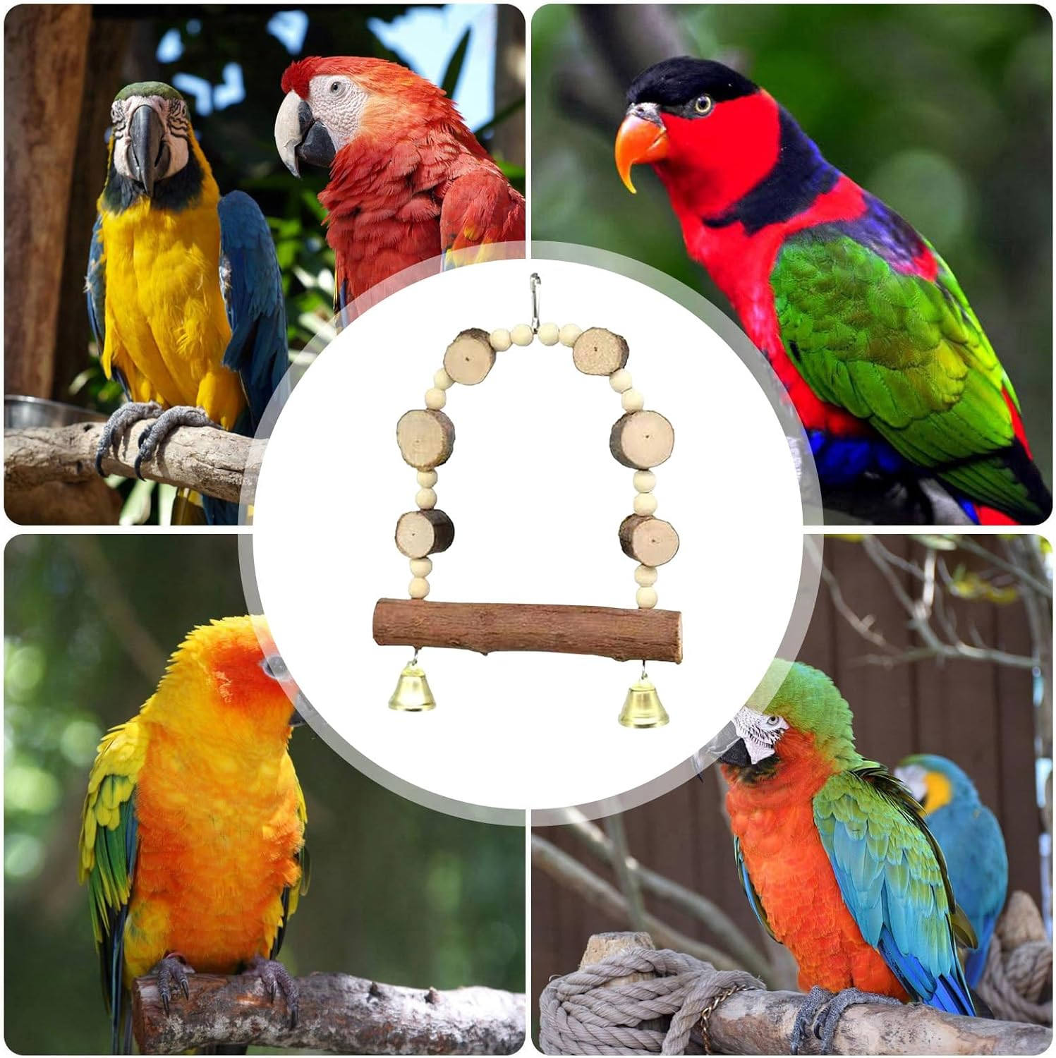 Bird Swing,Bird Perches for Parrots - Bird Swing Chewing Toys for Conures, Cockatiels, Budgies and Parrots, Bird Cage Accessories Puchen image number 2