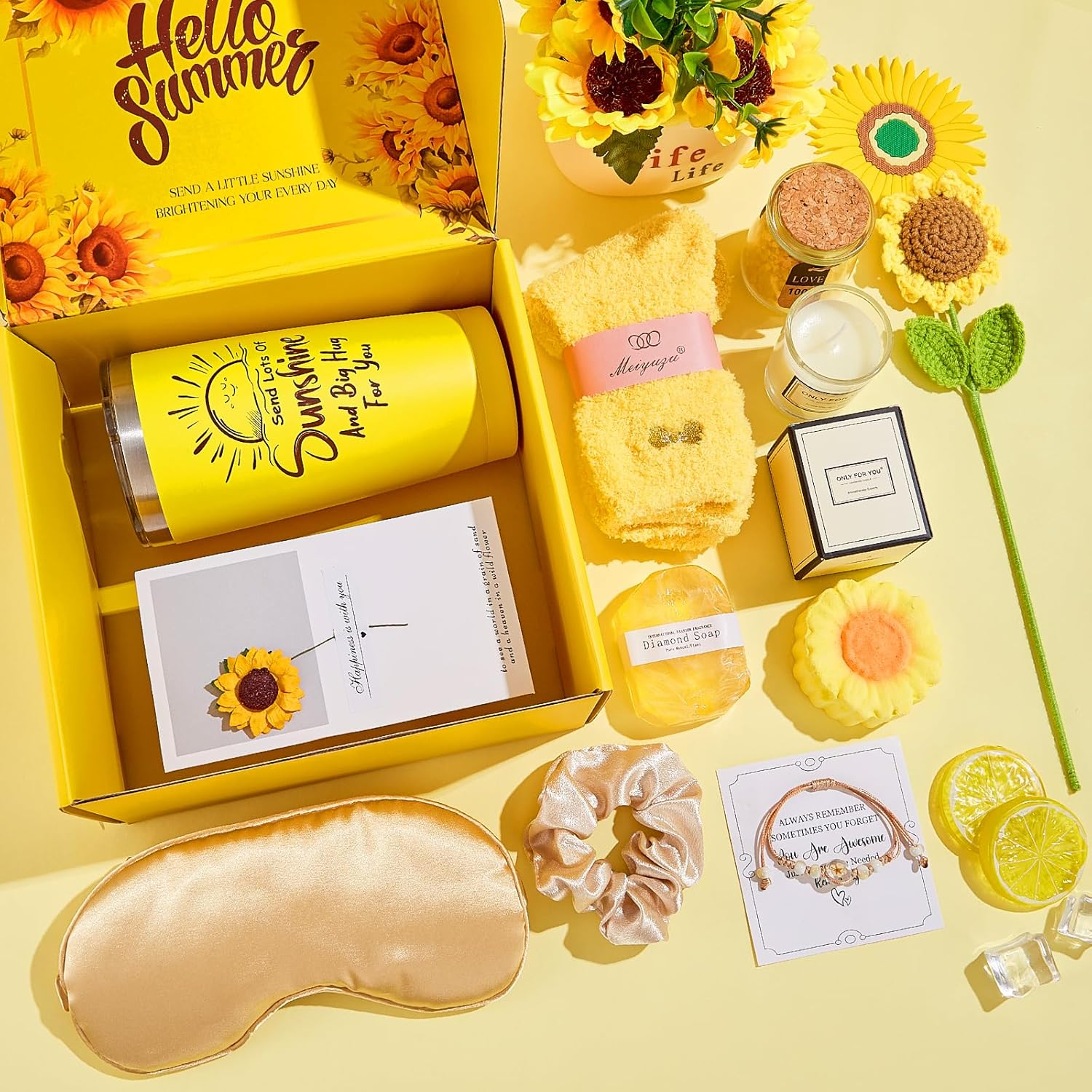 Luckybundle Gift Baskets for Women, Unique Birthday Gifts for Women, Sunflower Care Package, Thinking of You Cheer up Box, Get Well Soon Spa Gift Basket for Mom Sister Best Friend image number 6