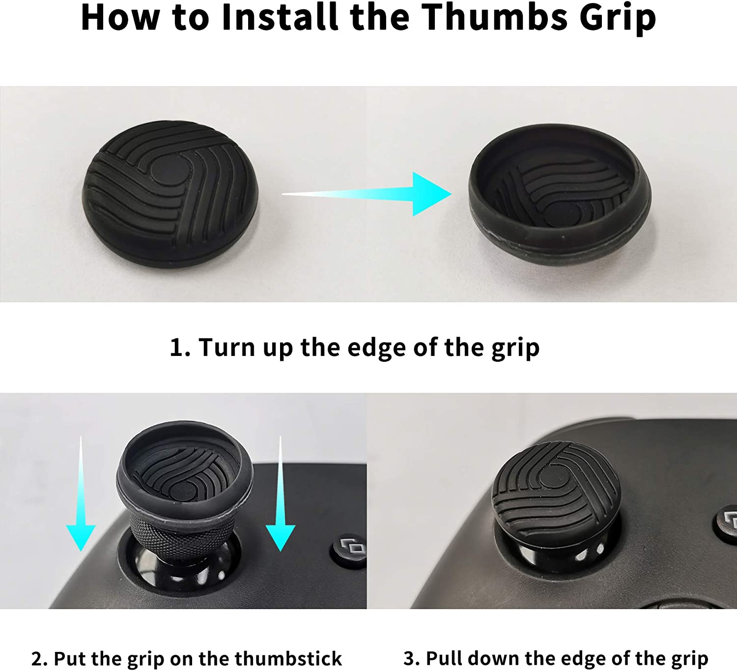 Extremerate Playvital Green & Black Soft Anti-Slip Silicone Cover Skins for Xbox One Elite Controller Series 2, Custom Protective Case for Xbox Elite Series 2 Core Controller with Thumb Grips - Black image number 4