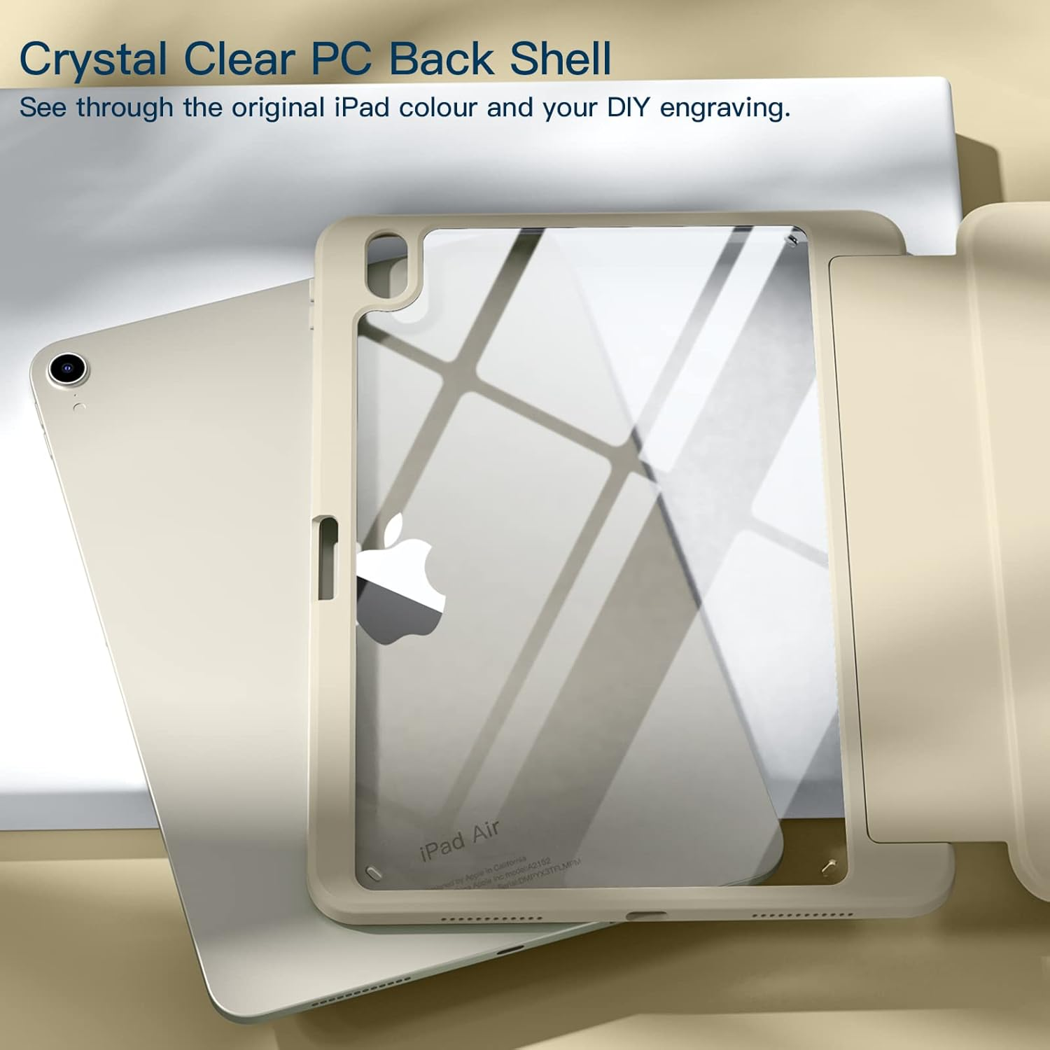 Witzon Compatible with Ipad Air 5Th Generation Case 2022 / Ipad Air 4Th 2020 Case with Pencil Holder, Clear Back Slim Stand Protective Smart Cover for Apple Ipad Air 5/4 10.9 Inch Cases, Starlight - Matcha Green image number 6