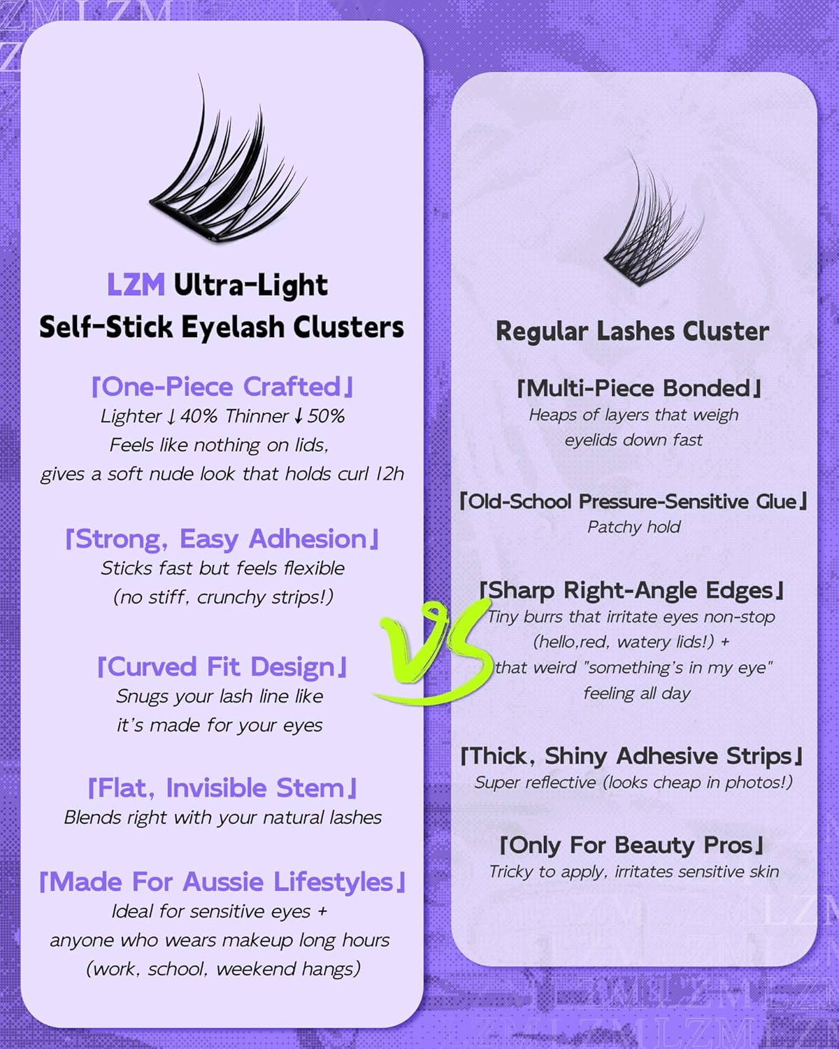 LZM Pre Glued Lash Clusters Self Adhesive Lash Clusters Kit with Tweezers Pre Glued Press-On Eyelashes No Glue/Remover Needed, Easy to Apply, Thin Band Eyelash Extensions image number 6