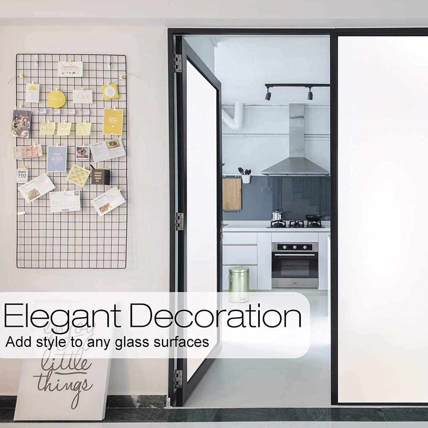 ROROUP Privacy Window Film, Frosted Glass Film Matte Static Cling Non Adhesive, Opaque Heat Control No Glue Anti-Uv Window Sticker for Bathroom Home Office Living Room (60X200Cm) image number 1