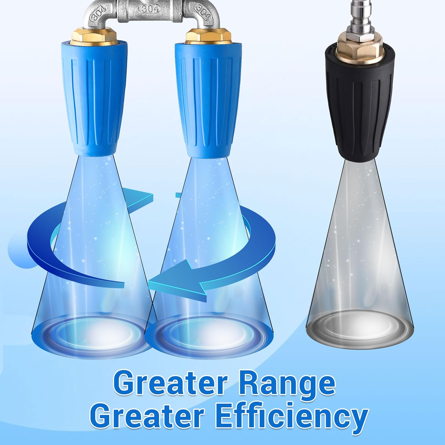 EZALOR Dual Turbo Nozzle Pressure Washer, 360&deg;Rotating Turbo Nozzle with 1/4" Quick Connector, 2.0 Orifice Twin Turbo Nozzle, 4-6 GPM, 4000 PSI