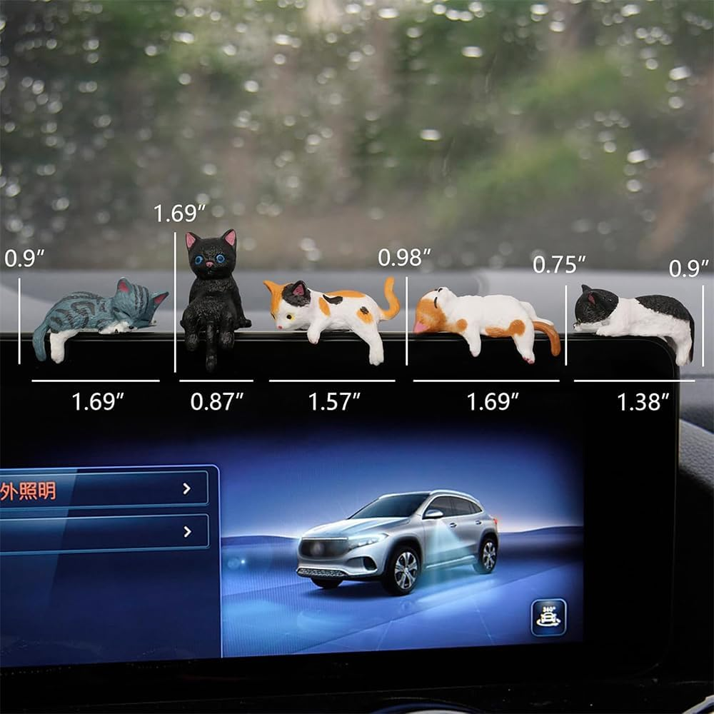 5Pcs Cat Car Accessories, Mini Cute Dashboard Decorations & Rear View Mirror Ornaments,Set of 5 (Black, Orange, White) for Women & Girls image number 5