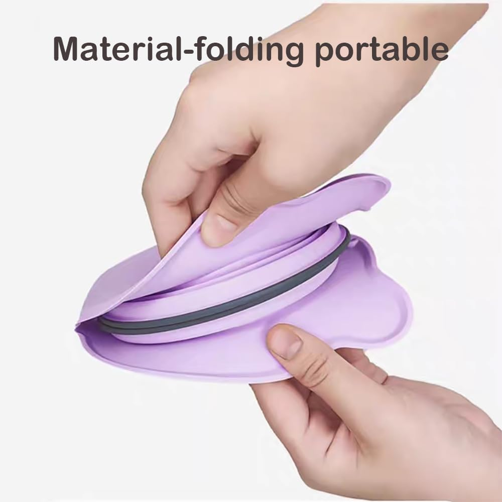 Catchu Silicone Foldable 2 in 1 Pet Bowl, Quality Collapsible Double Slow Feeder Dish, Integrated Molding Expandable Travel Food Water Bowl for Dogs Cats (Purple) image number 4