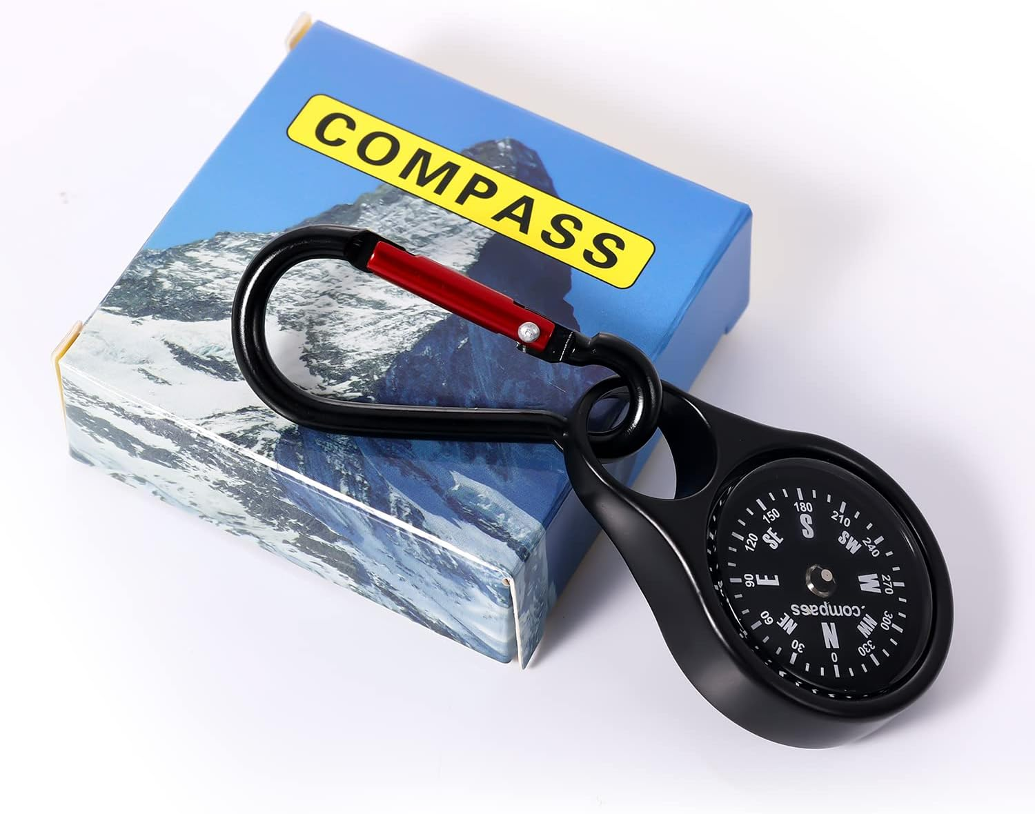 Camping Survival Compass, Pocket Portable Keychain Compass Survival Compass Navigation Tool Hiking Compass with Carabiner for Outdoor Hunting Climbing Backpacking image number 6