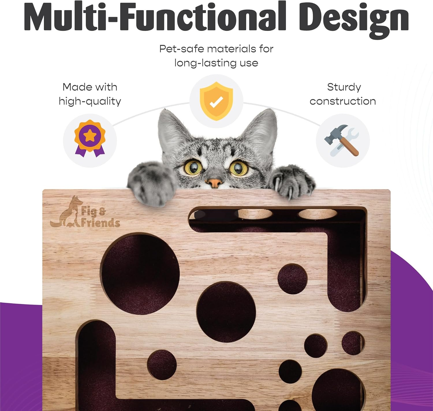 Fig & Friends Cat Scratch Puzzle Enrichment Box: Nail File Stress Free Alternative to Clippers and Grinders image number 4