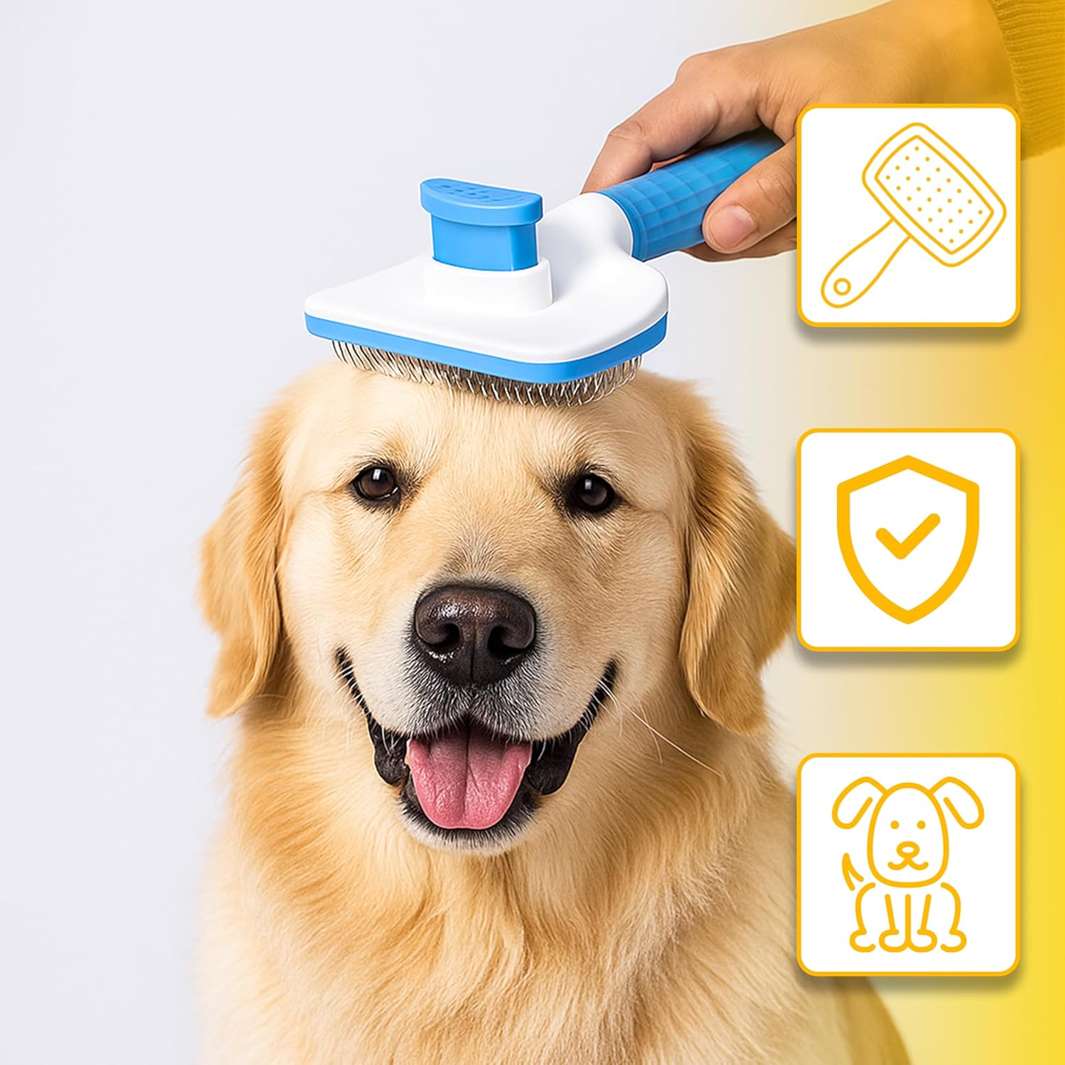 Retoo Dog Brush, Cat Brush, Self-Cleaning - Pet Hair Brush against Undercoat, Loose Hair & Tangles - Ergonomic Handle, Grooming Brush for Short & Long Hair, Gentle Massage image number 1