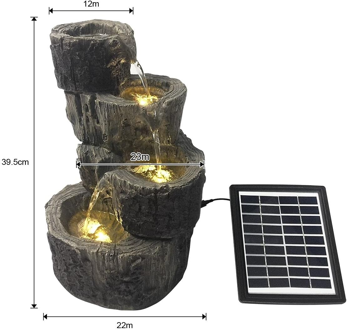 Solar Fountain Solar Panel Water Features 4 Tiers Garden Outdoor Indoor Bird Bath with LED Light image number 6
