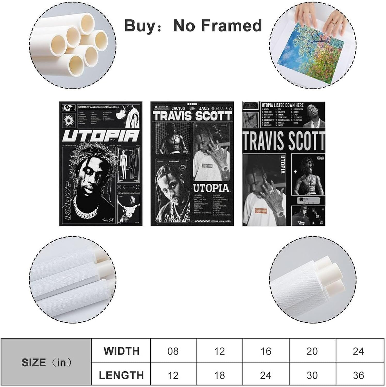 Rapper Travis Vintage Brutalism Poster Scott Poster a Set of 3 Canvas Posters Room Aesthetic Festival Gift Family Bedroom Decor Wall Art Home08X12Inch(20X30Cm)-3Pcs Style image number 6