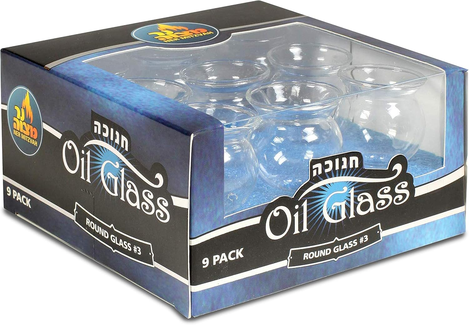 Ner Mitzvah Hanukkah Menorah Glass Oil Cups - Elegant Holders for Oil for Shabbos and Chanukah - Durable Quality, Long-Lasting - (9 Pack), #3 image number 2