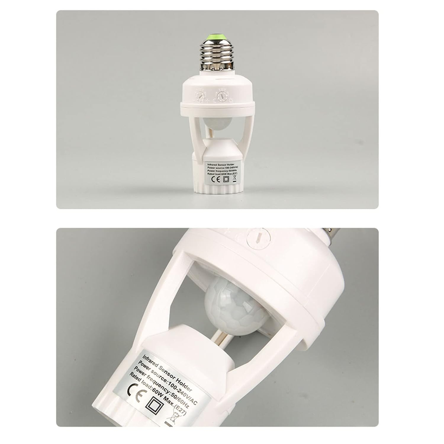E27 Sensor Lights Socket, Automatic Control, Sensor Light, Wide Application, Simple Installation, Multi Function, 6M Sensing Distance