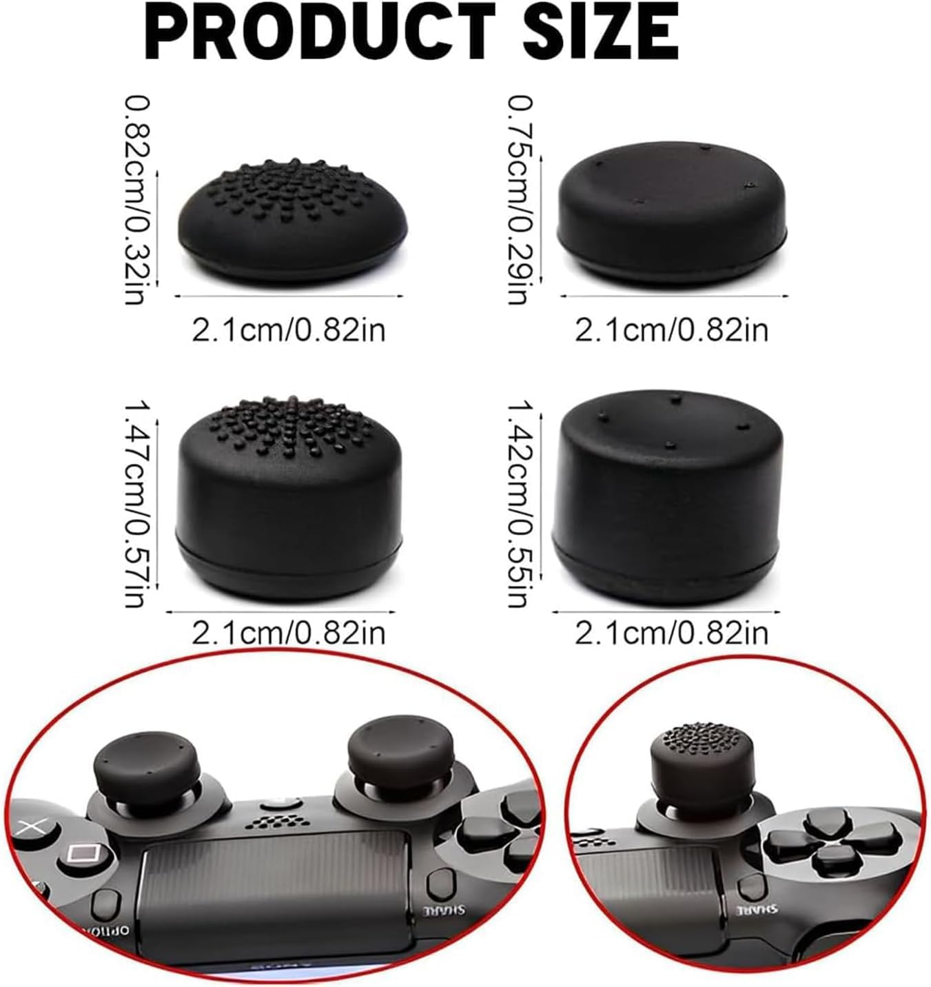 8Pcs Analog Controller Raised Thumb Stick Grips Thumbsticks Joystick Cap Cover, Silicone Analog Controller Joystick Thumb Stick Cap, Thumb Controller Caps Grips Analog Thumbstick Replacement Caps image number 2