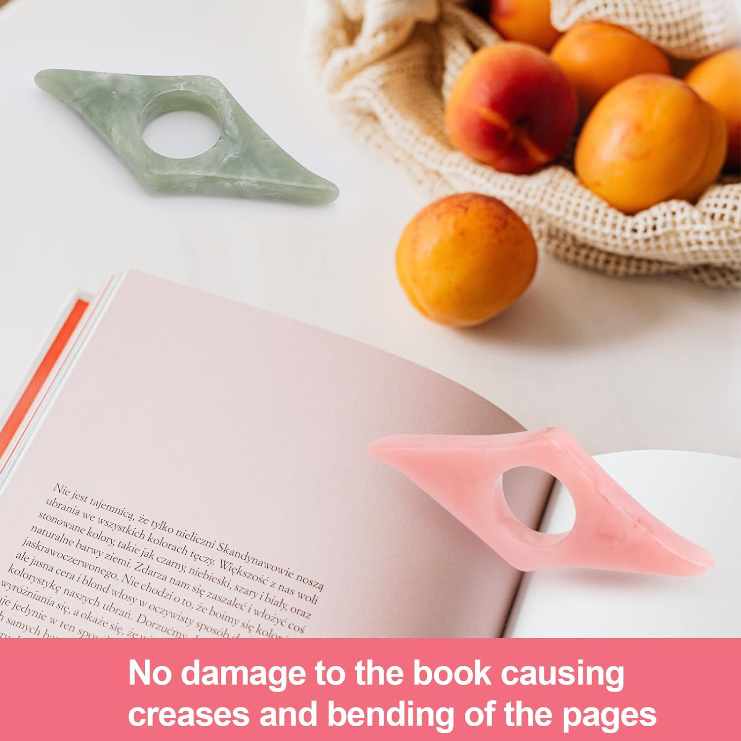 2Pack Thumb Page Holder, Energy Pattern Thumb Bookmark, Book Opener, Book Finger Page Holder for Reading Lovers (Blue and Green) image number 1