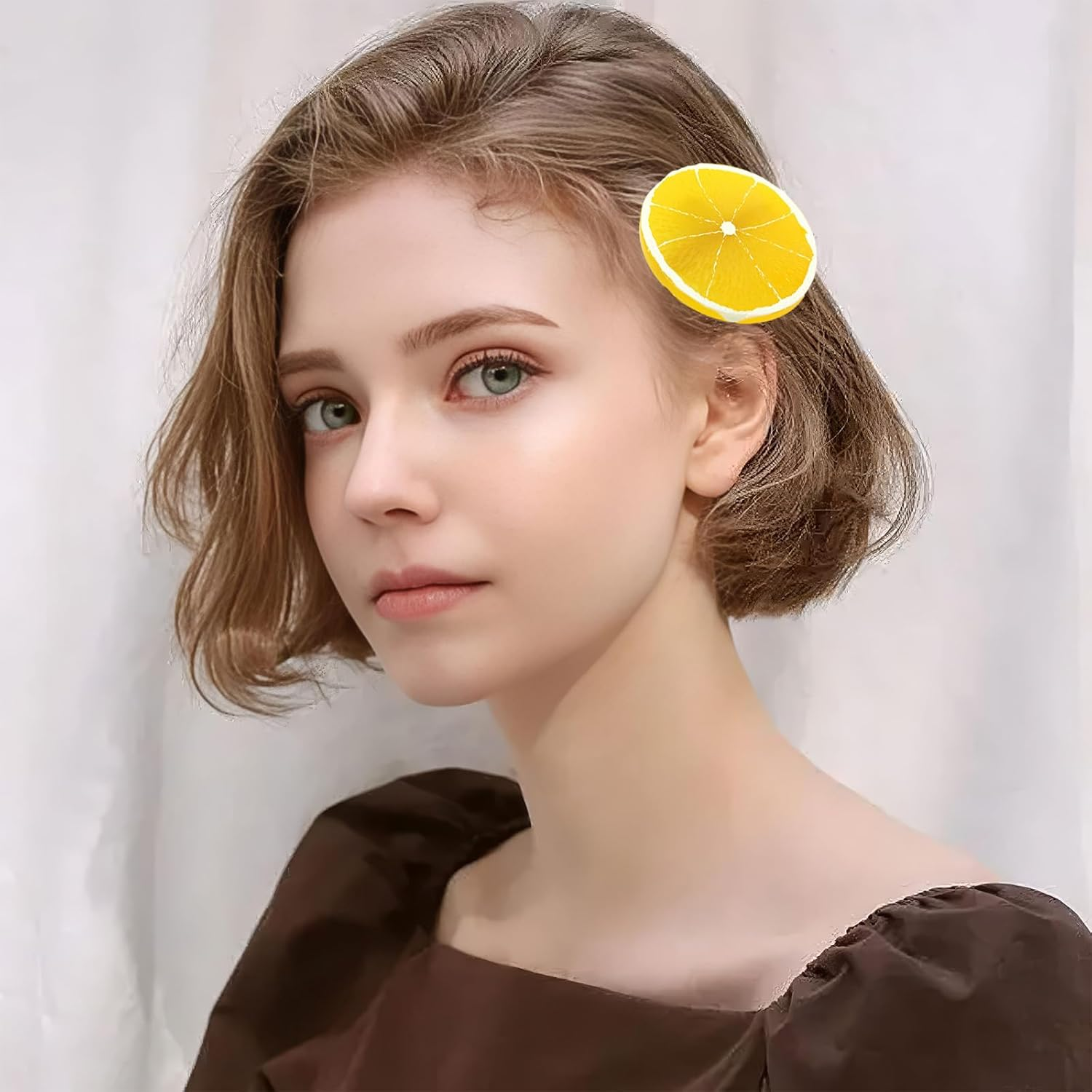 RTRTGS Pack of 2 Hair Clips + 2 Orange Discs Elastic Hair Scrunchie Girls Women Cute Fruit Hair Accessories for Carnival Party Costume Women'S Orange Earrings Aperol