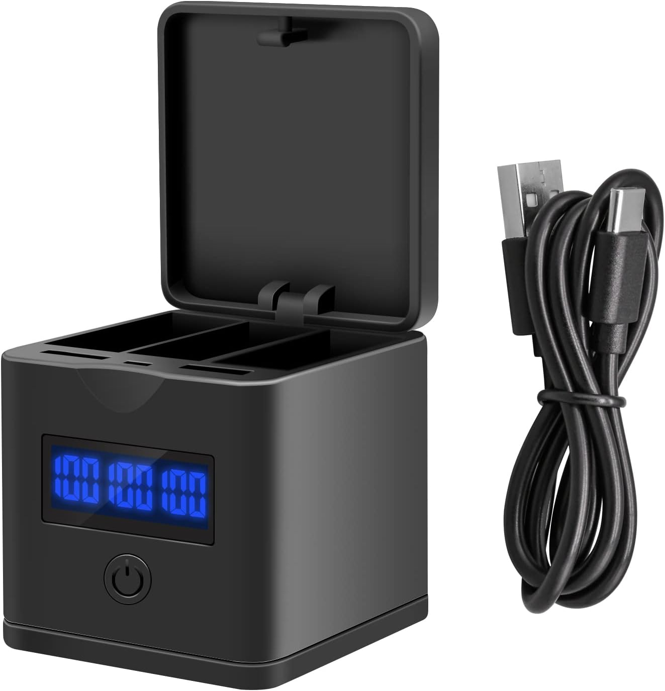 Suptig Battery Charger, Battery Charging for Gopro Hero 8, Hero 7, 6, 5, Battery Level LCD Display.