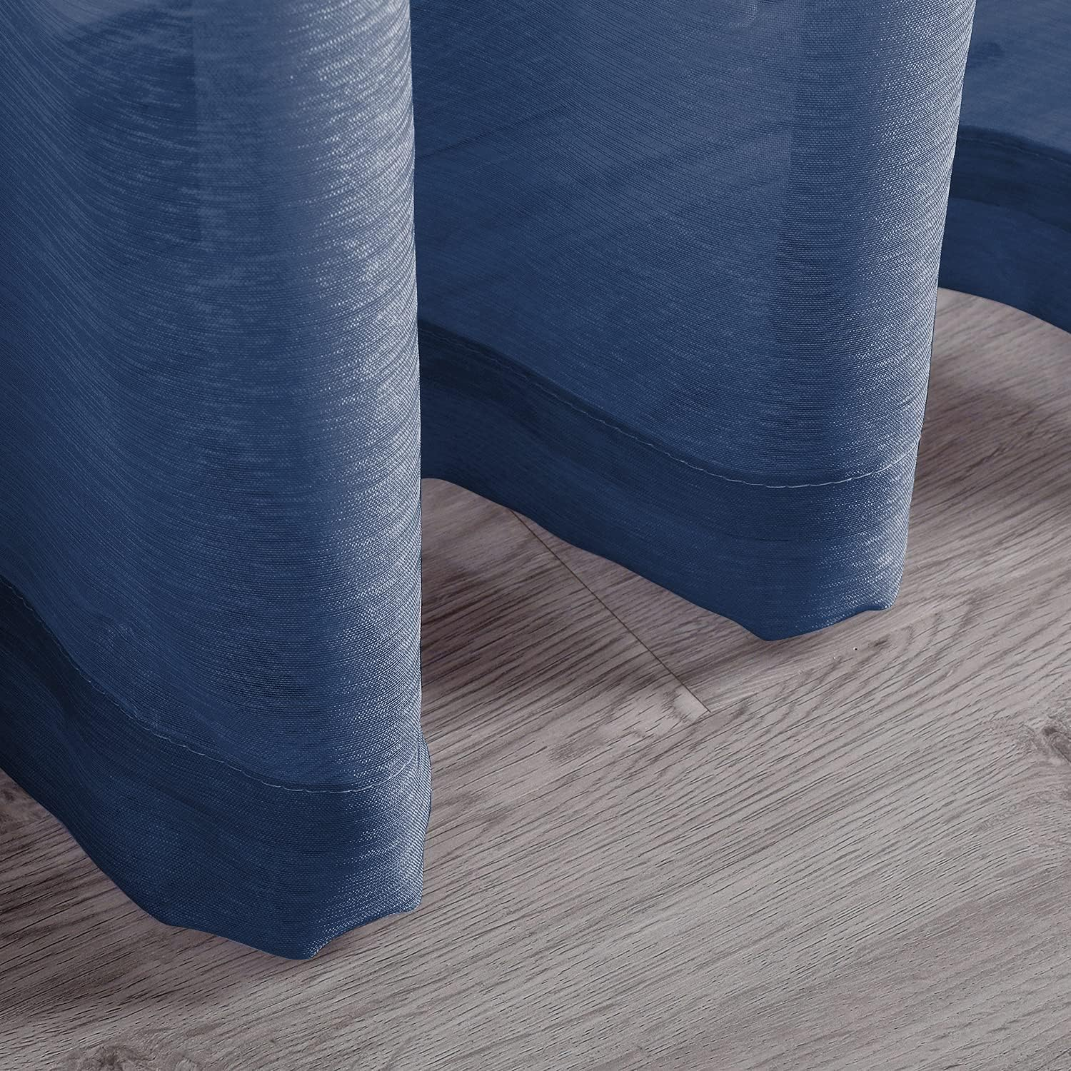 Dark Blue Sheer Curtains 84 Inches Long for Bedroom - 2 Pack Eyelet Top Voile Semi Sheer Drapes See through Window Curtains for Living Room Navy Blue image number 5