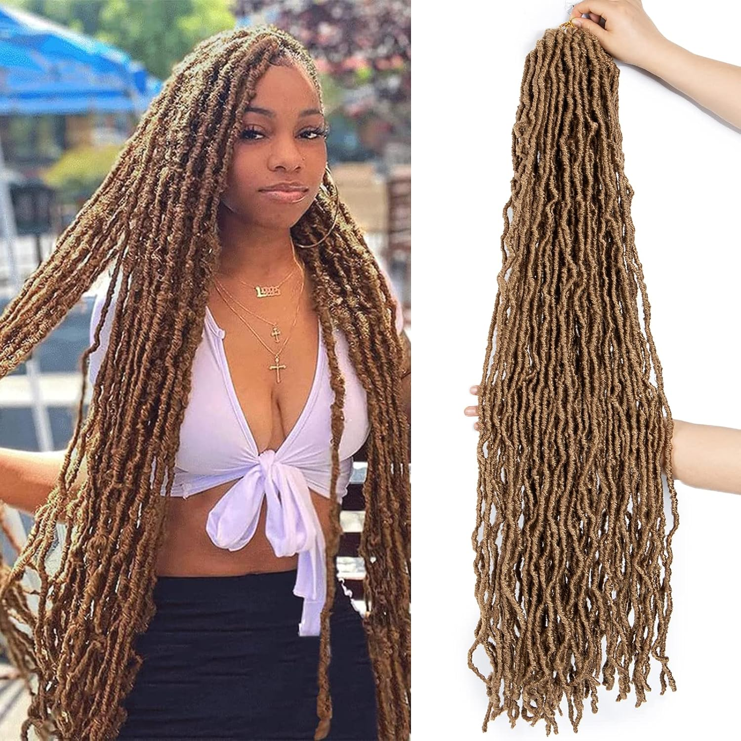18 Inch New Faux Locs Crochet Hair Soft Locs Crochet Hair Natural Faux Braids Pre-Looped Synthetic Afro Roots Braid for Black Women