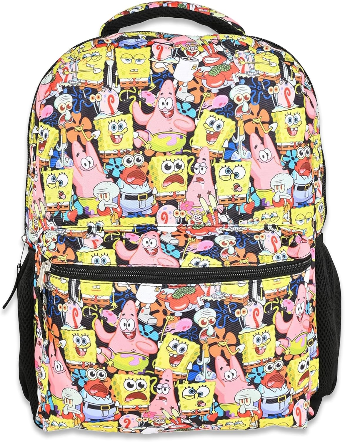 Nickelodeon Spongebob Backpack for Kids - Officially Licensed Spongebob Squarepants, Mr. Krabs, Squidward, Plankton Bookbag for Boys and Girls Kids and Adults - Laptop and Lunchbox Compartment, Black image number 1