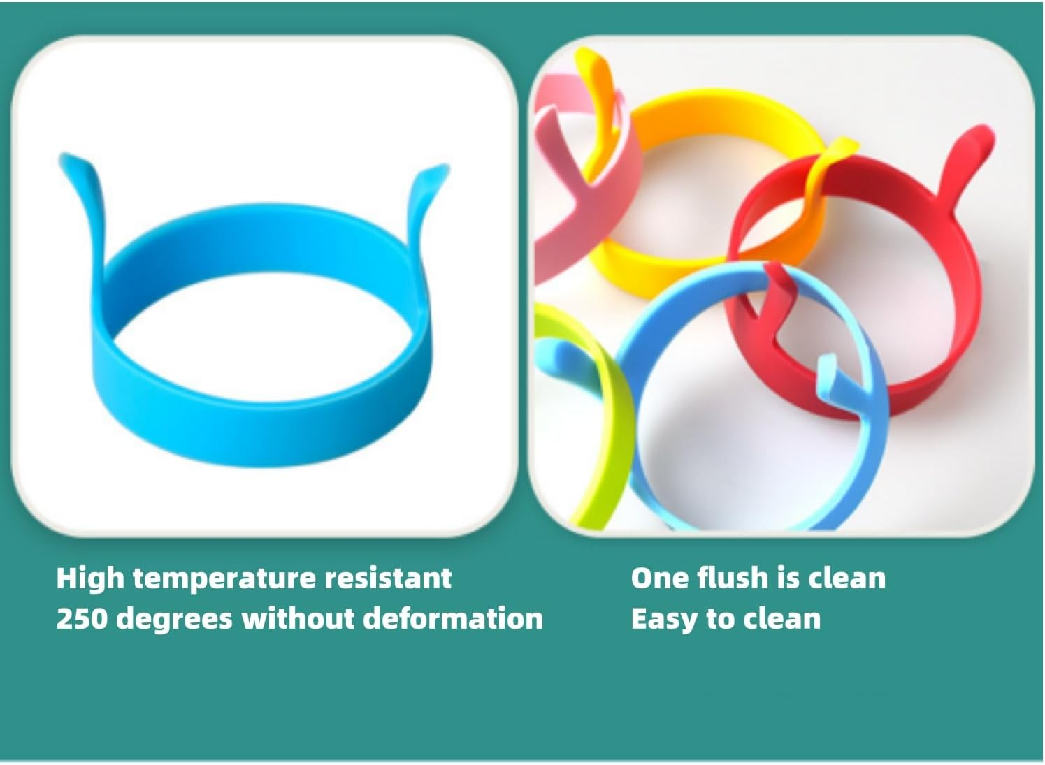 6Pcs Silicone Egg Ring Mold, Non Stick Fried Egg Mold round Egg Cooking Rings with Handle Heat Resistant Omelette Mould for Cooking and Frying,With2 Silicone Brushs image number 5