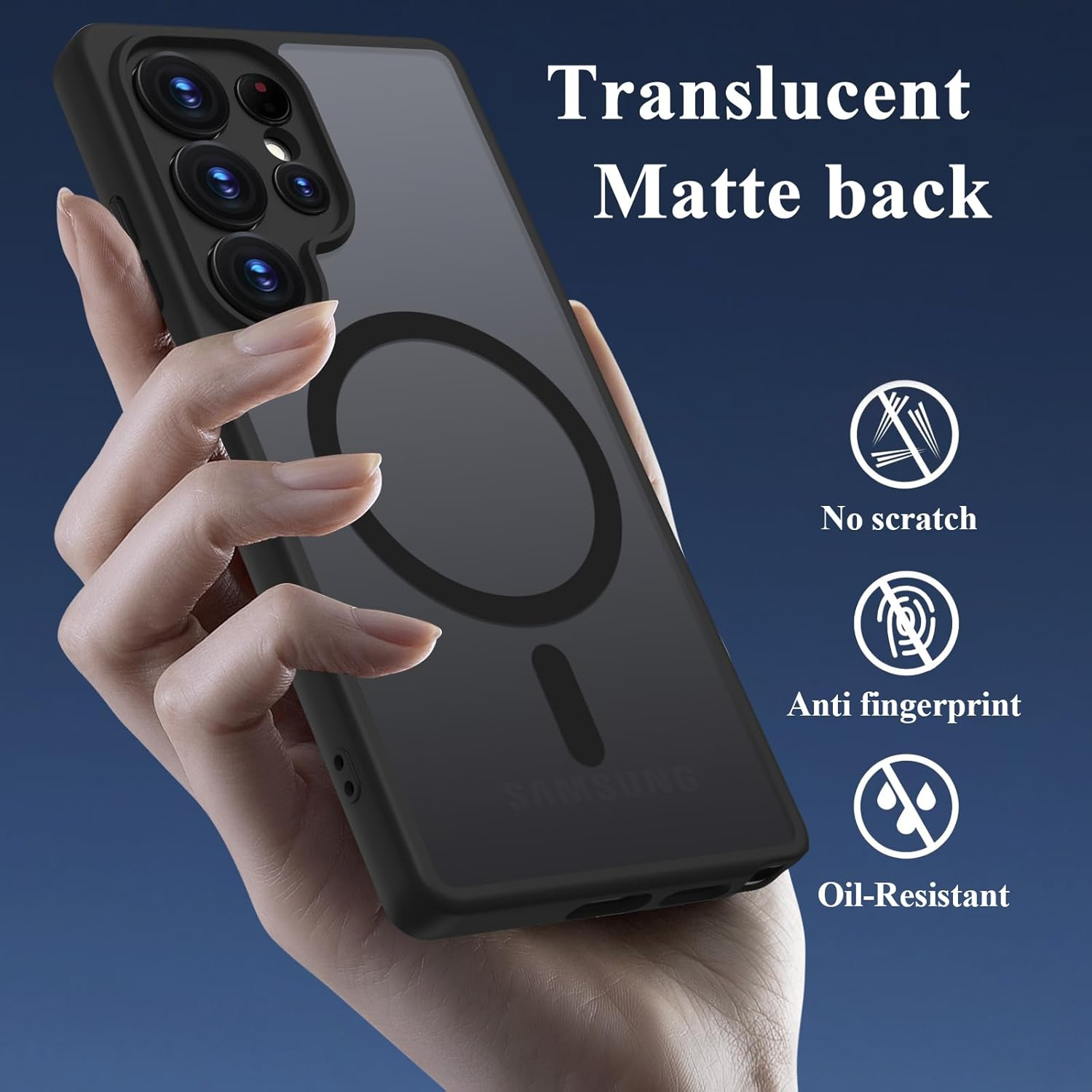 ORDA for Samsung Galaxy S25 Ultra Case 6.9 Inch Compatible with Magsafe, Translucent Matte Back Thin Camera Protection Shockproof Magnetic Mobile Phone Case for Samsung S25 Ultra (Black)