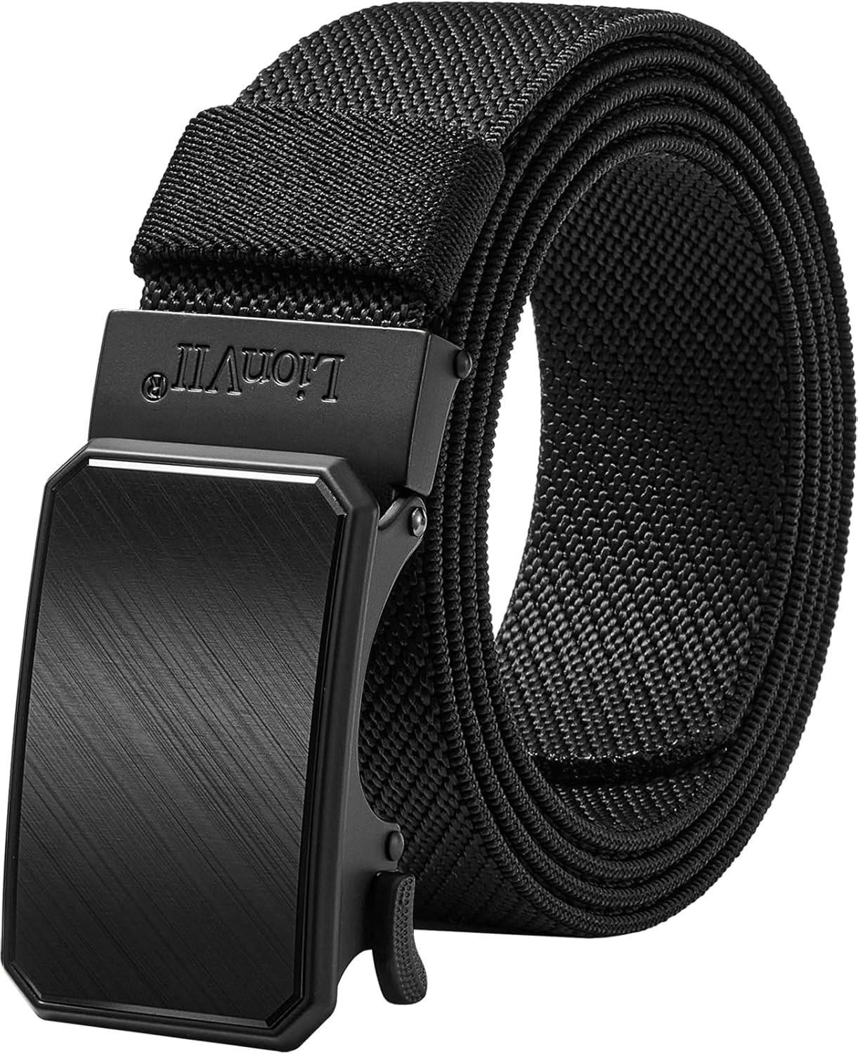 Lionvii Men'S Stretch Ratchet Belt, Elastic Slide Belt for Men with Automatic Buckle for Men Dress, Adjustable Trim to Fit 28-49" Waist