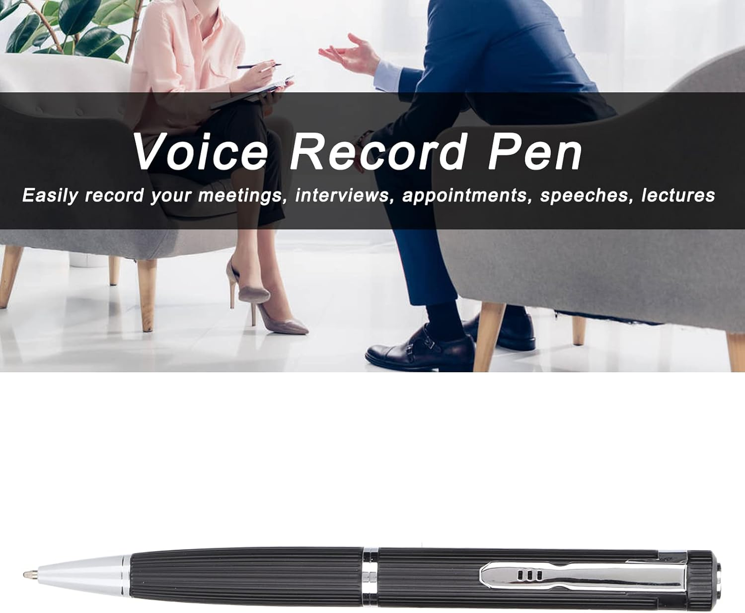 Digital Voice Recorder, Voice Recorder Pen for Meeting with HD Voice Activation, Portable Recording with MP3 Playback with Headphones, USB Rechargeable image number 3