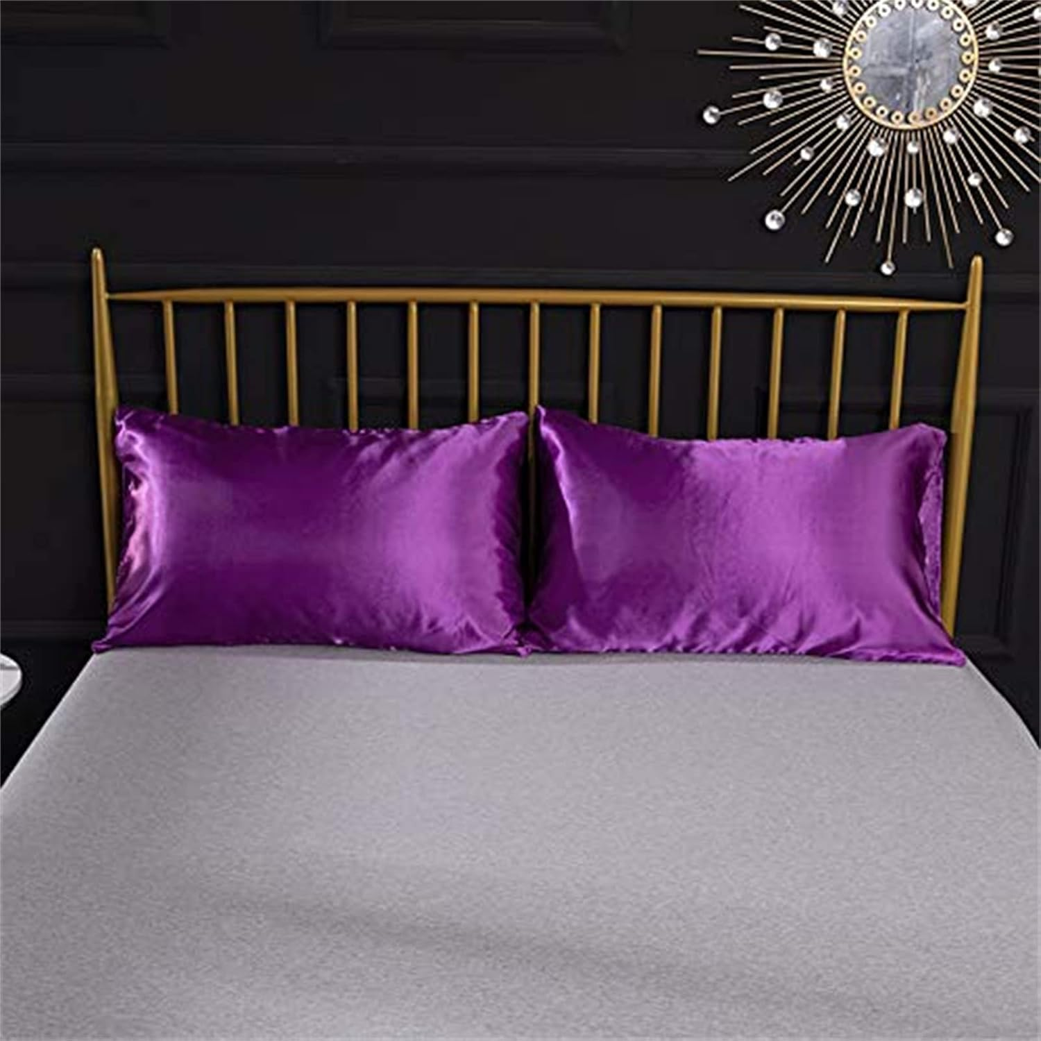 MAYILNSIN Cream Satin Silk Sheet Set 4 Pieces Satin Fitted Sheet Bed Sheet Pillowcase Breathable Soft and Comfortable Bedding Set Super King Size image number 1