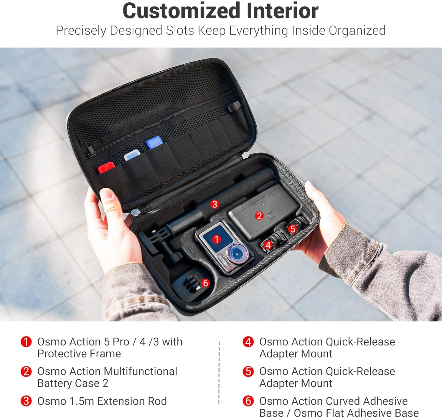 Hard Shell Osmo Action 5 Pro Case,Portable EVA Carrying Case Shoulder Bag for DJI Osmo Action 5 Pro/Action 4/3 Adventure Combo,Waterproof Action 5 Pro Accessories Protective Storage Case for Travel image number 5