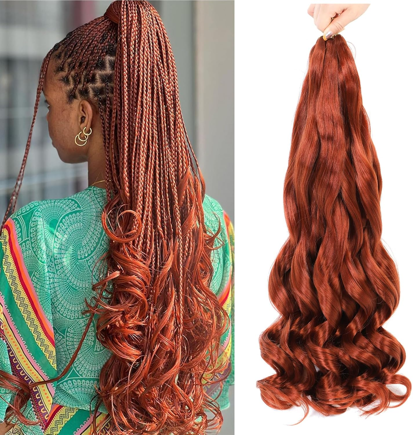 Wowcfyyds 8 Packs French Curl Braiding Hair 24 Inch Loose Wave Spiral Curly Braiding Hair Extensions 75G/Pack Soft French Curls Synthetic Hair Extensions for Braiding（33/30#）