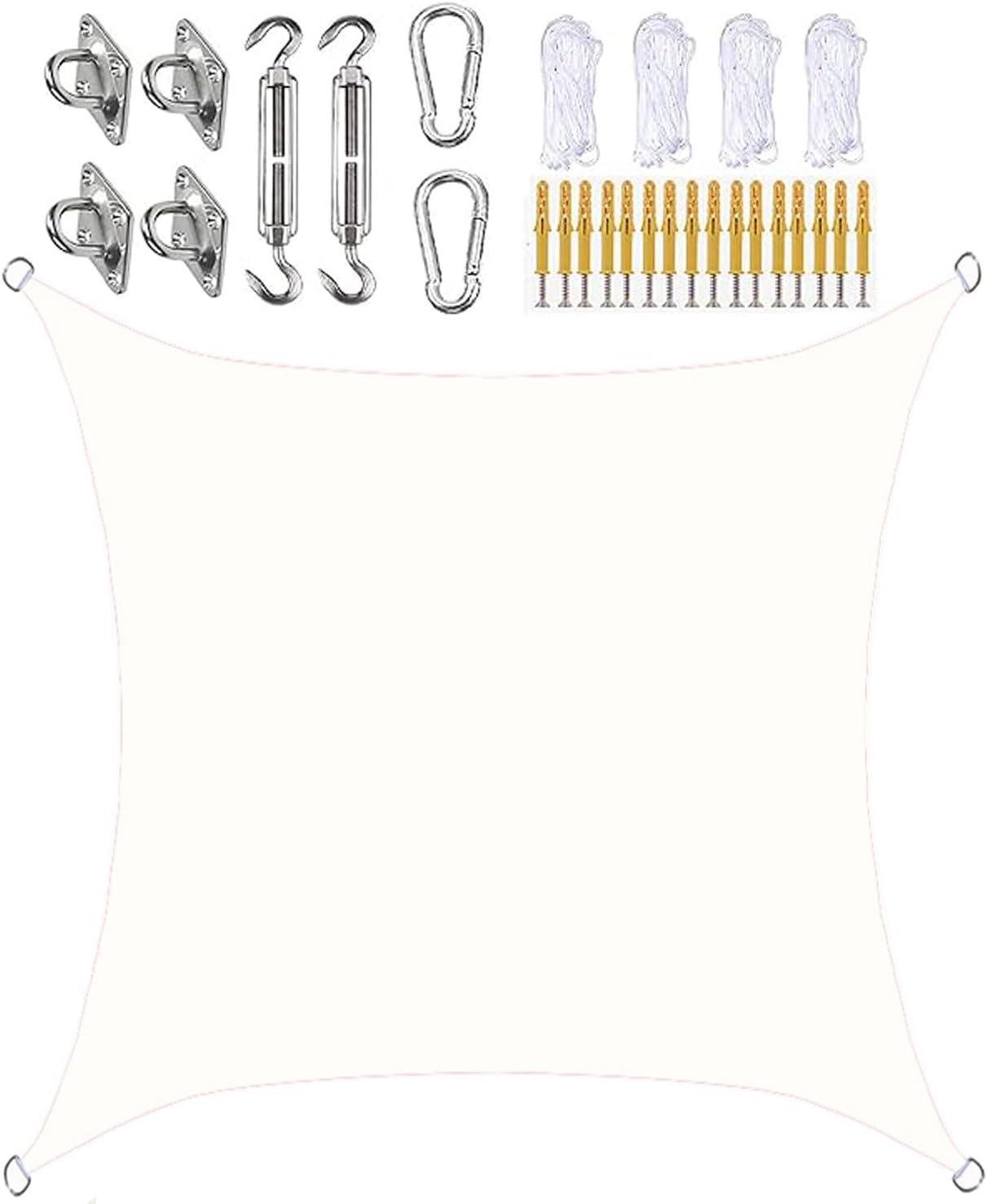 White,3X3 M,Jyhcd Outdoor Square Shade Sails,Premium Waterproof Oxford Fabric,95% UV Block,Includes Free Rope and Fixing Kit,Sun Shade Sail Rectangle for Backyard,Garden,Patio,Parties image number 6