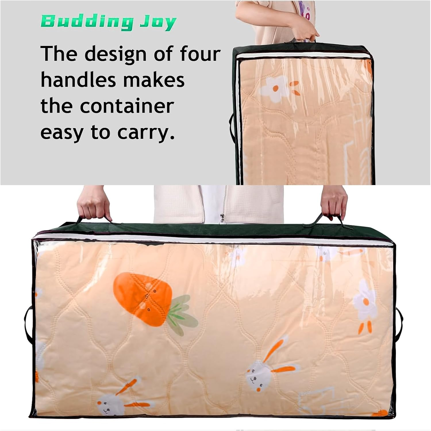 90L Underbed Storage Containers, 4 Pack Foldable under Bed Storage Box, Reinforced Handle Underbed Bags for Blankets, Clothing, Towels, Comforter, Sweaters, Pillows, Sheets(Black)