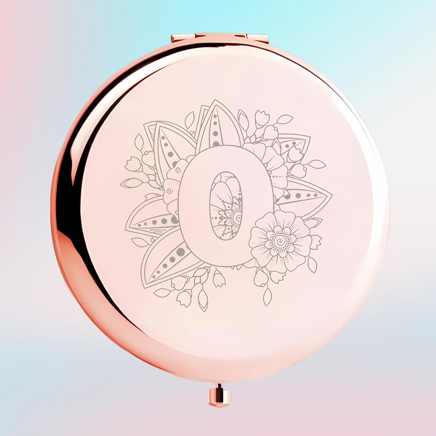 Rose Golden Compact Makeup Mirror, A-Z Surname Style Design, Perfect Present for Birthday Present, Christmas, Mother'S Day, Sister Gifts and Best Friends Gift. 1X/2X Magnifying, Foldable Cosmetic, U