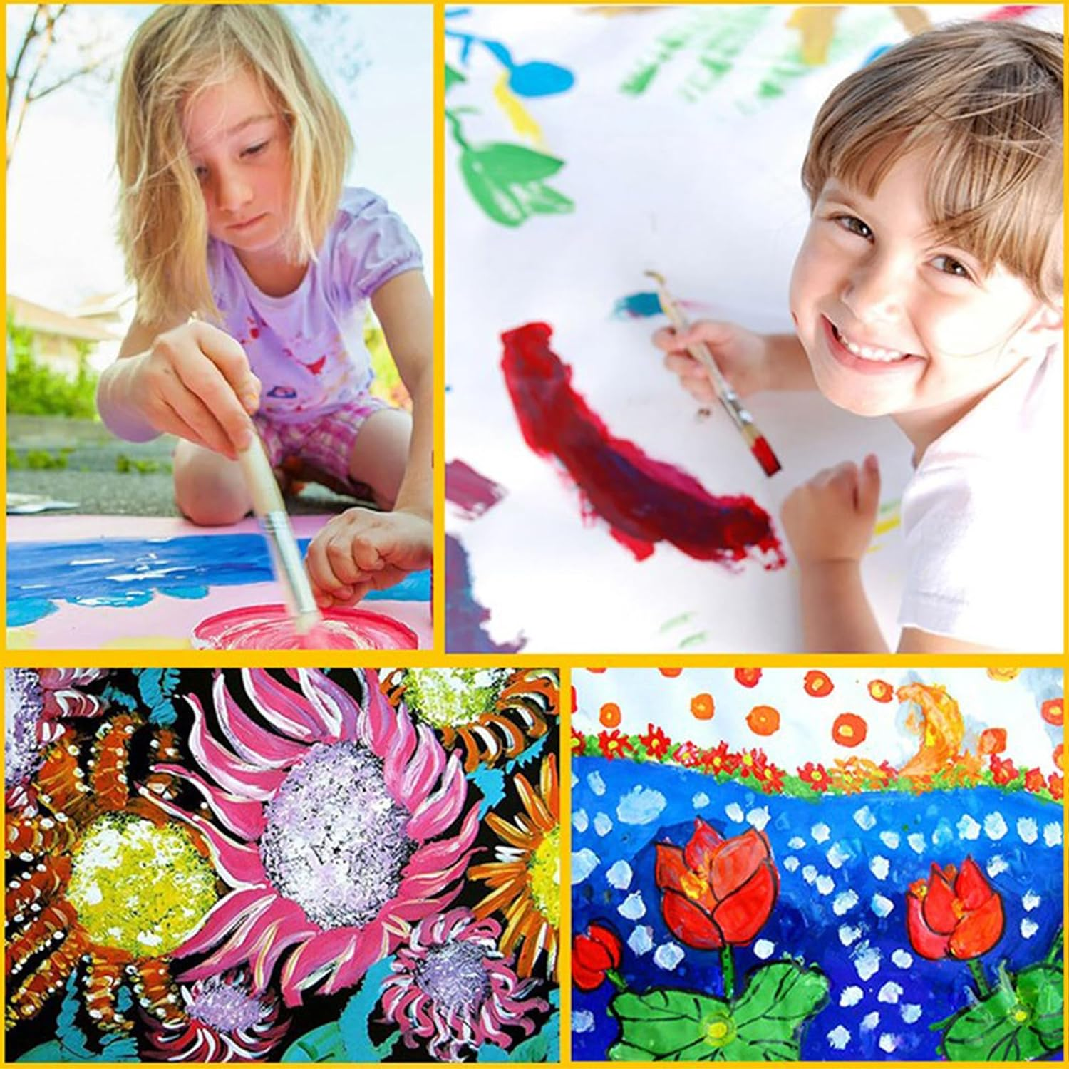 Roseflower Wooden Watercolor Paint Palette Tray, Palette Paint Case with 24Pcs White Washable Half Pans Grids Professional Art Supplies, Acrylic Painting Paint Saver with Lid, 4.5" X 4.1" X 1" image number 1