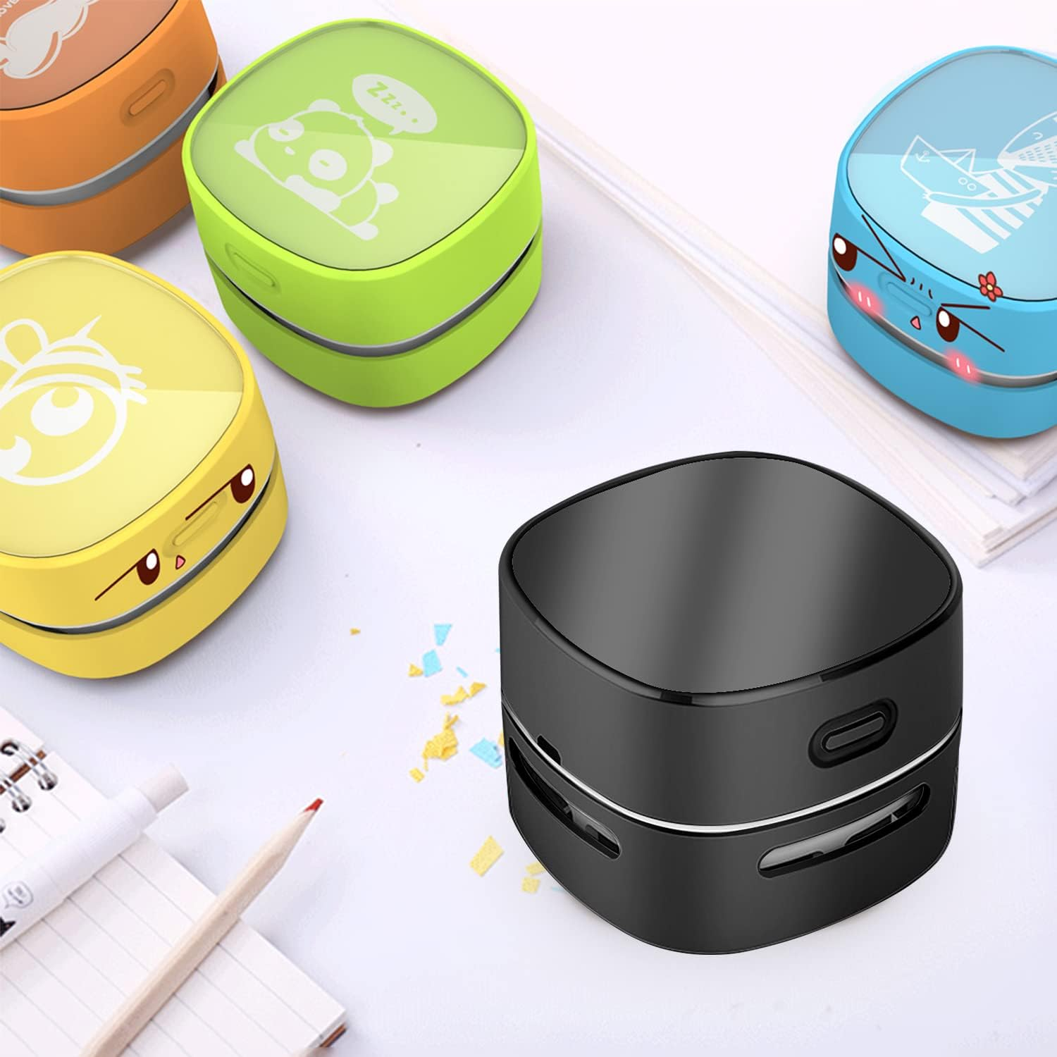 ODISTAR Desktop Vacuum Cleaner,Mini Table Dust Sweeper Energy Saving,High Endurance up to 400 Mins,Cordless&360&ordm; Rotatable Design for Cleaning Hairs,Crumbs,Computer Keyboard (Black Charging) image number 3