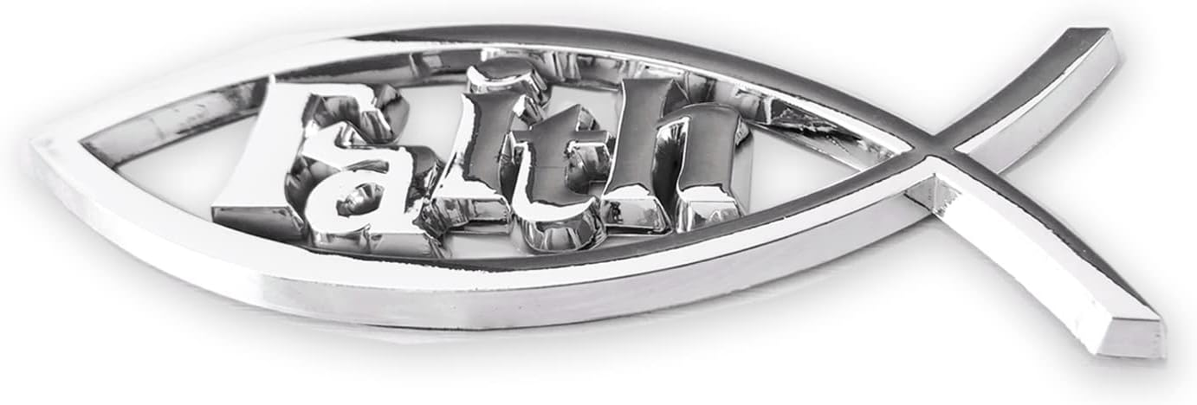 Jesus Fish Christian Car Emblem - Chrome Silver Fish Emblem for Car & Truck Badge image number 3