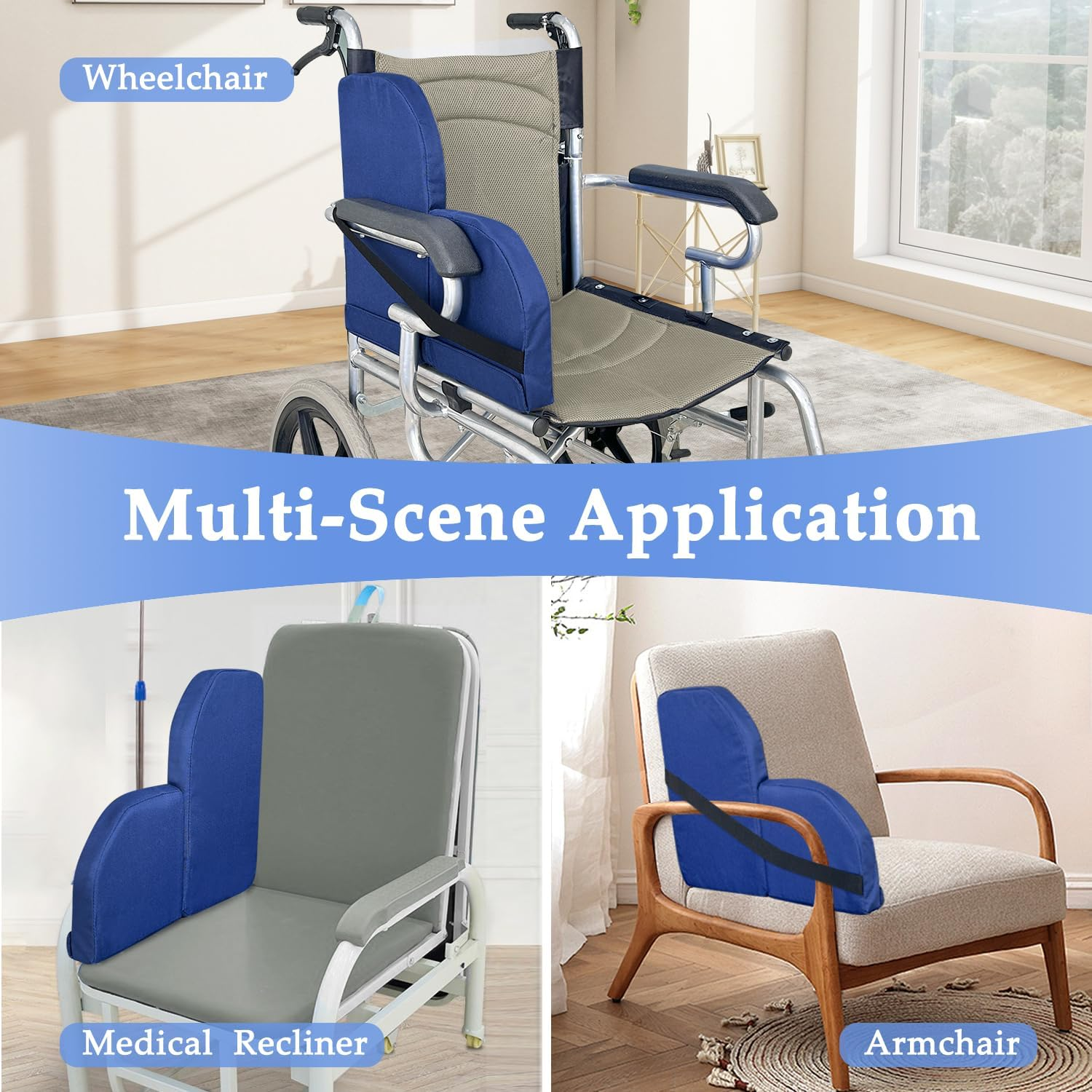 Lateral Support for Wheelchair Lateral Cushions for Seniors Wedge Pads Chair Support Attachment L Shape Padded for Wheelchair Side Right Guards Solid Panels for Elderly Positioning Better Posture (1)