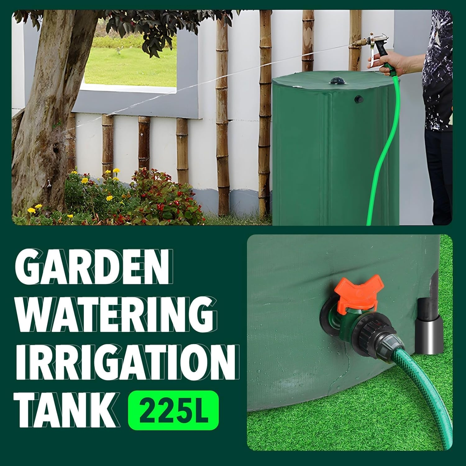 225L Rain Water Tank Barrel Rainwater Collection System Collapsible Bucket Portable Storage Container Catcher Garden Watering Harvesting 59 Gallon image number 6