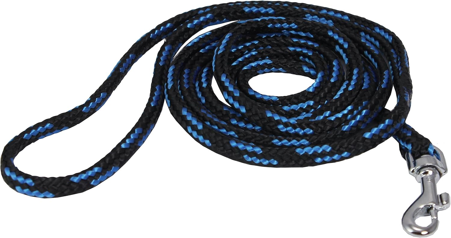 Dogs My Love 6Ft Long Braided Rope Dog Leash Blue with Black 6 Sizes (Medium: 6Ft Long; 3/8" Diam (10Mm)) image number 5
