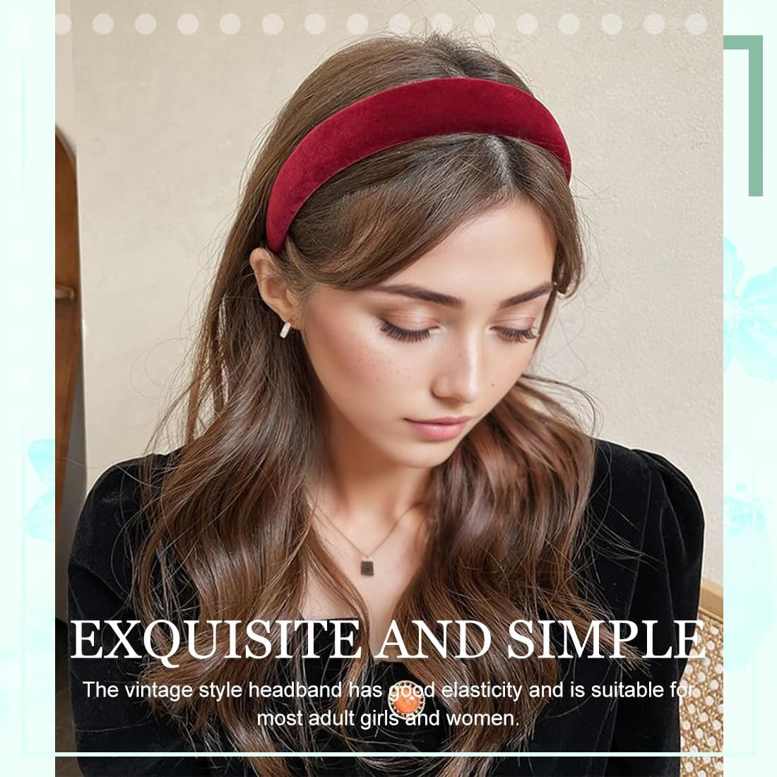 Women'S Headbands, Pack of 3 Retro Style Headbands, Padded Headband Made of Velvet Fabric, Vintage Hair Accessories, Headbands for Women and Girls image number 5