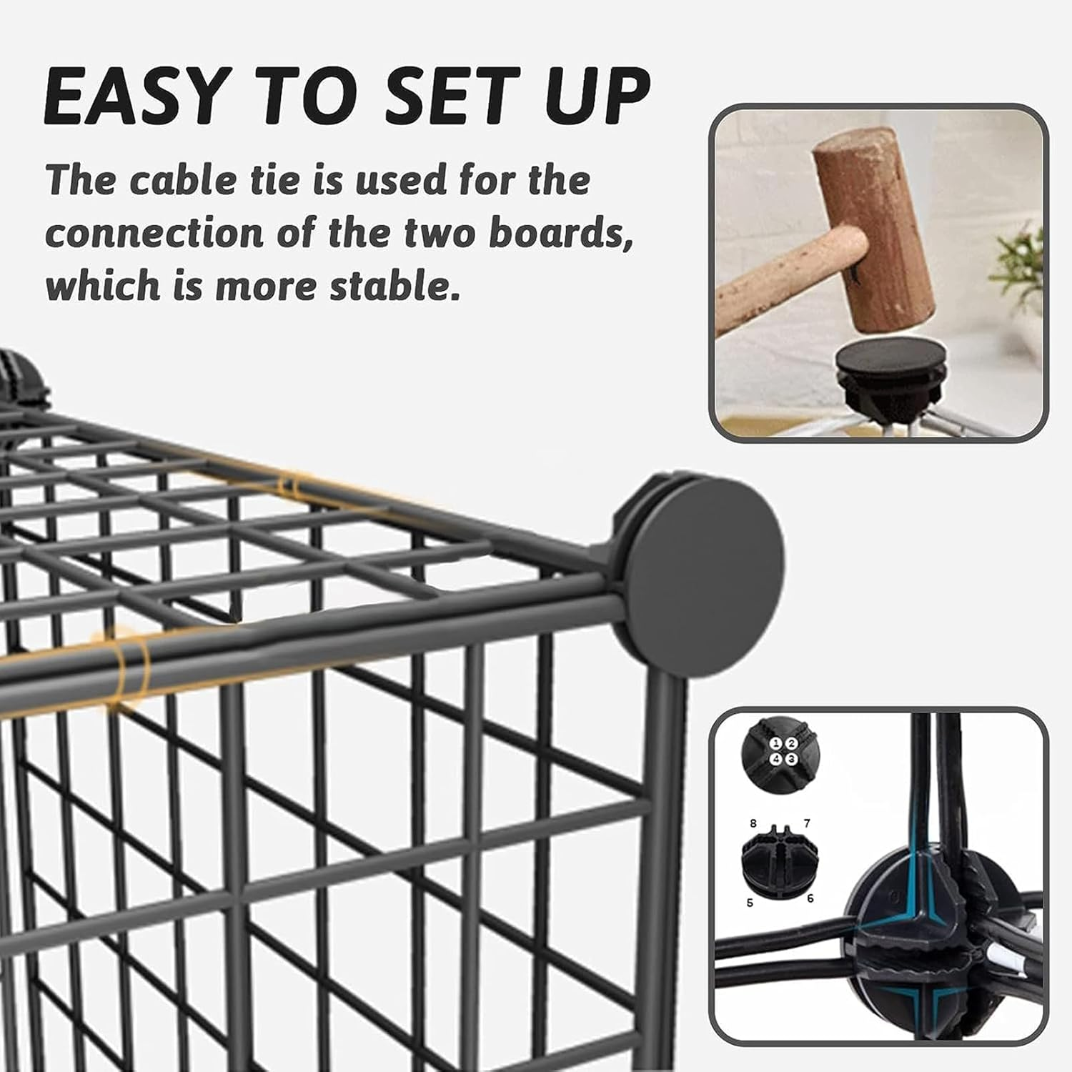 2-Tier Cat Cage, DIY Metal Wire Cat Cage Playpen with Ladder, Indoor DIY Kennels Crate, Removable Cat House, Crate Exercise Place(Black) image number 2