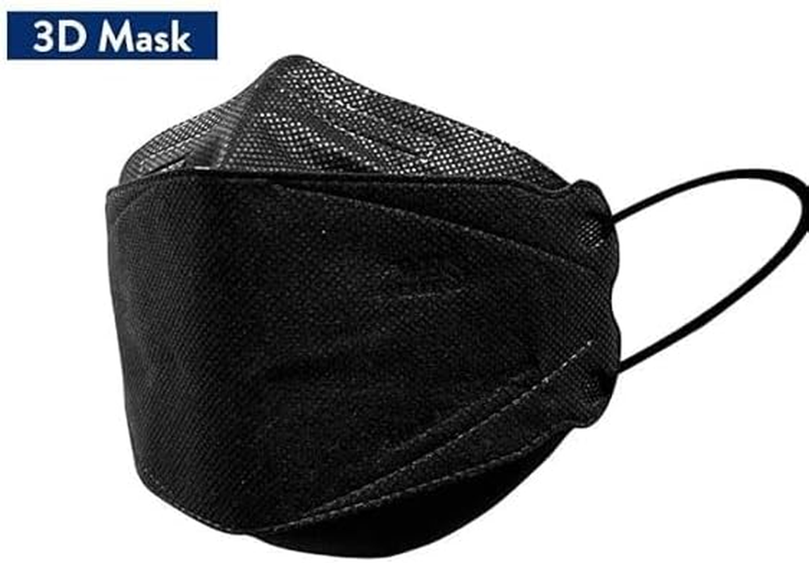 Black 3D Face Mask, KF Design, 20 Pack, Soft and Breathable image number 4