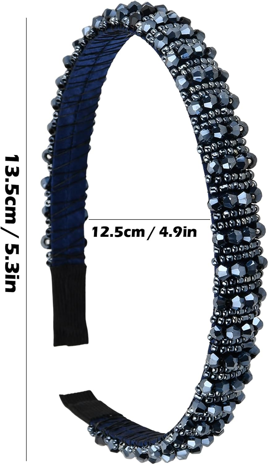 Amexo Pack of 2 Hair Bands for Women with Crystal Beads, Elegant Headband, Blue Headband for Bride, Bead, Chain, Hair Accessories, Headband for Women and Girls image number 6