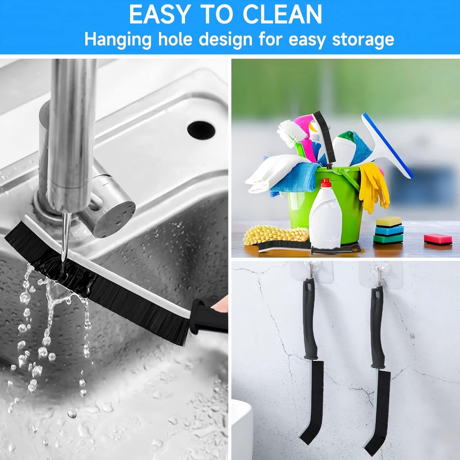 8 Pcs Cleaning Brush, Hard Bristle Crevice Cleaning Brush, Multifunctional Gap Scrub Brush, Home Essentials, Bathroom Cleaner Tools Kits for Household, Kitchen, Window, Faucets, Toilet, Groove, Car image number 3