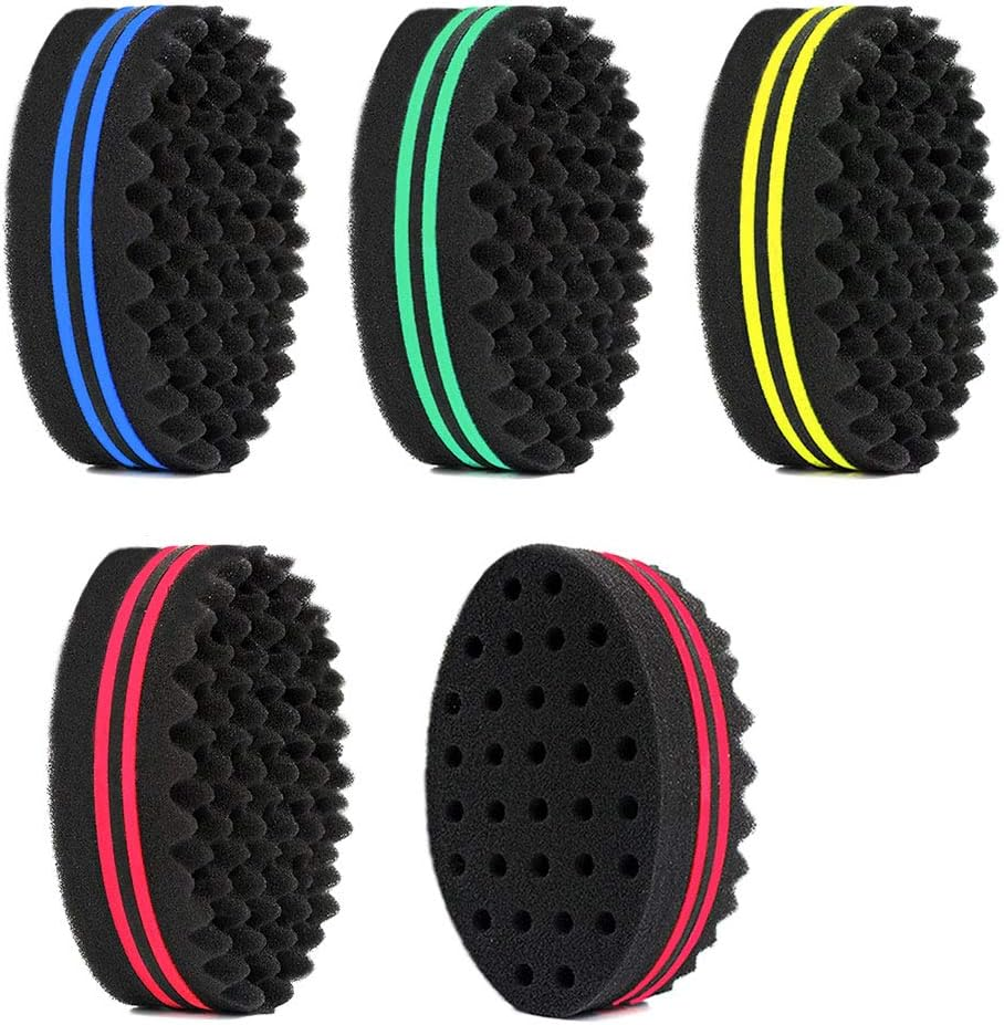 3Pcs Magic Hair Twist Sponge Brush, AUHOKY Premium Two-Sided Barber Curl Sponge with Small Holes, Men Women Children Hair Styling Care Tool for Afro Curling Coils Wave Hair Dreadlocks(3Colors)